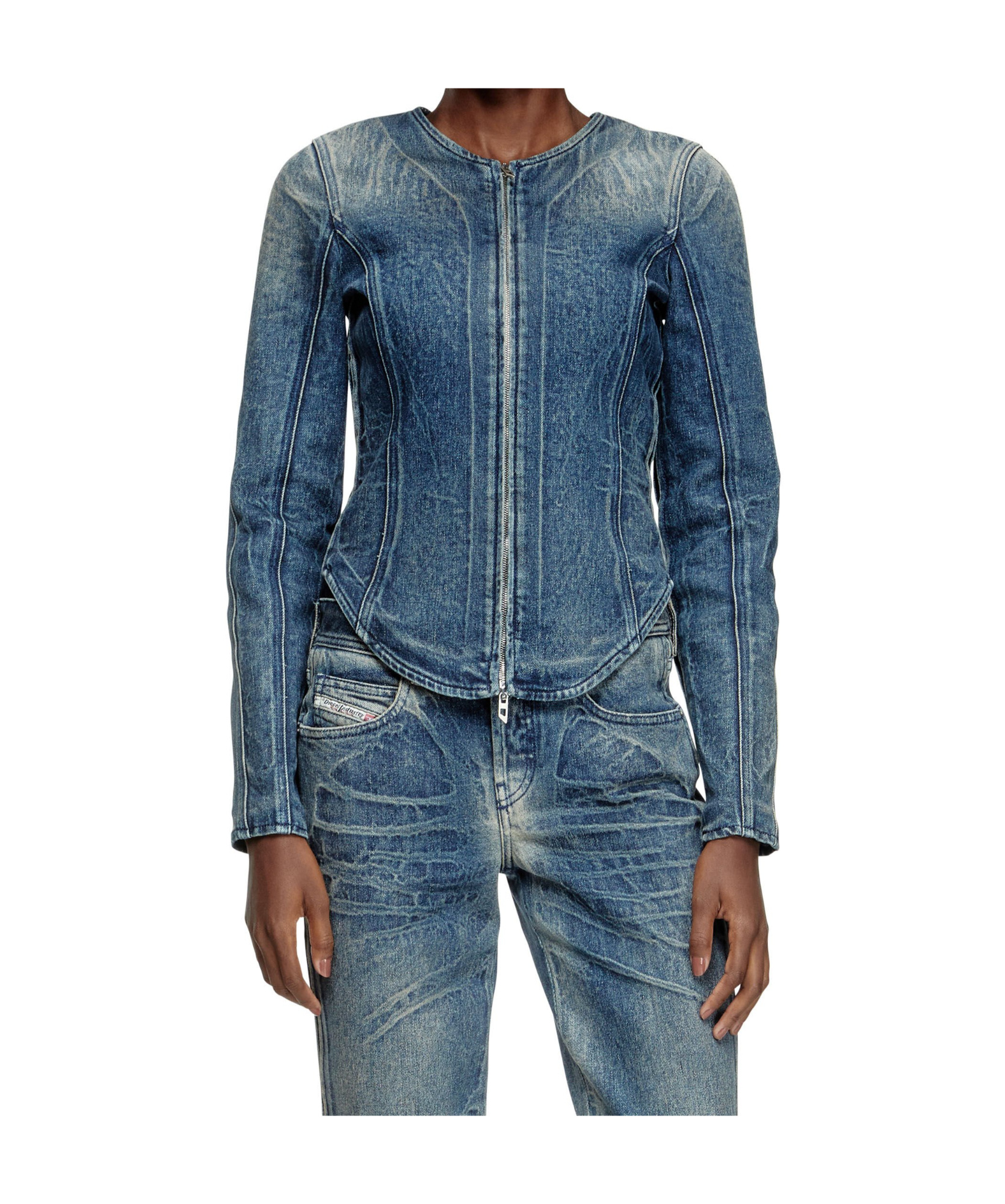 Diesel Jacket In Ghost Embossed Denim In Blue