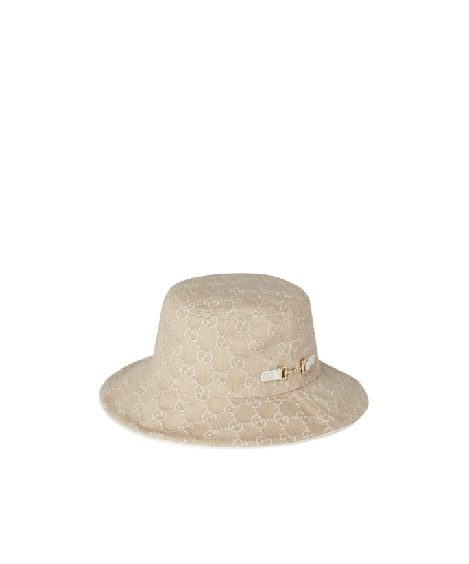 Gucci Gg Denim Bucket Hat With Horsebit In Multi