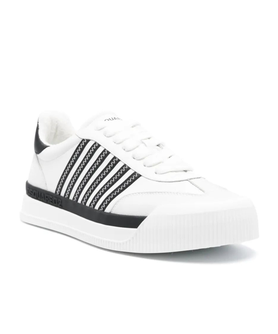 Dsquared2 Blackwhite Black White New Jersey Leather Sneakers In White