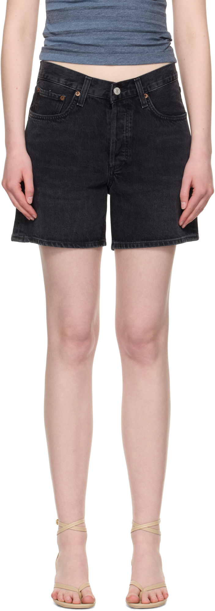 Agolde Denim Shorts With Belt Loops
