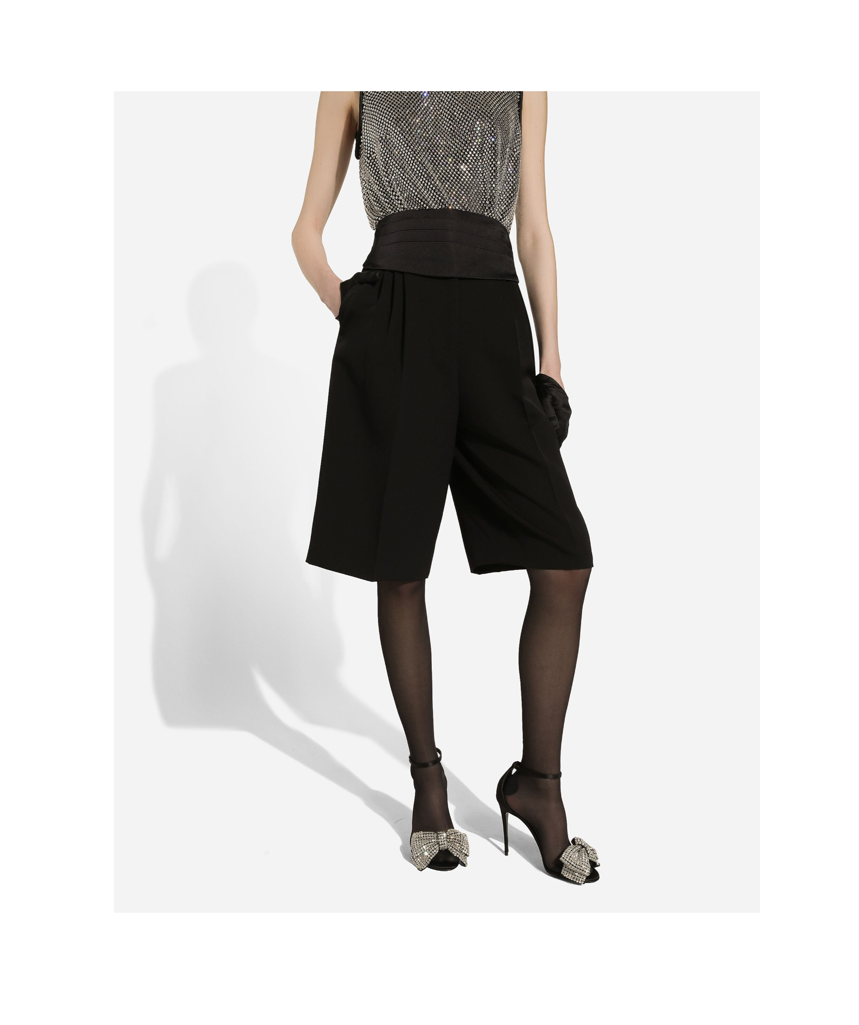 Shop Dolce & Gabbana Tailored Gabardine Shorts In Black