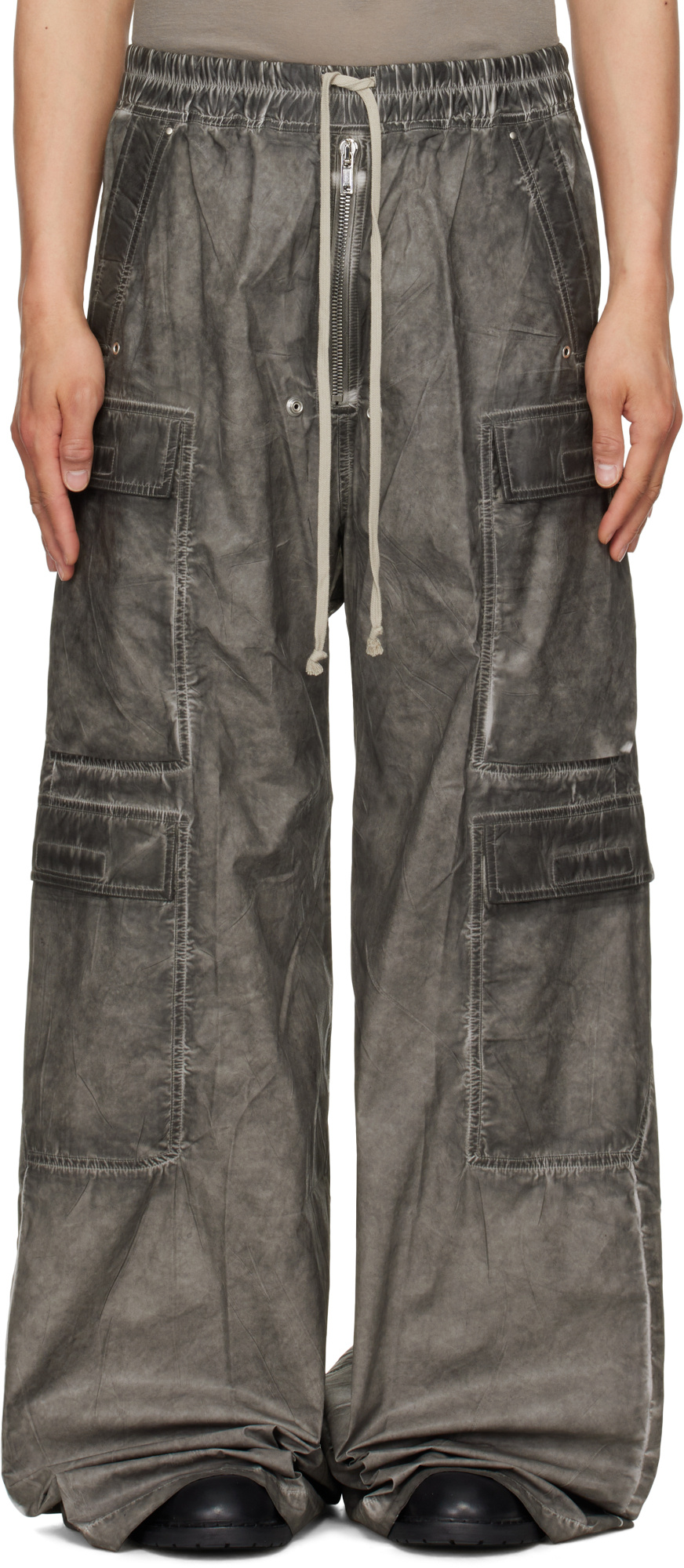 Rick Owens Drkshdw Gray Hollywood Double Cargo Jumbo Belas Pants In Black