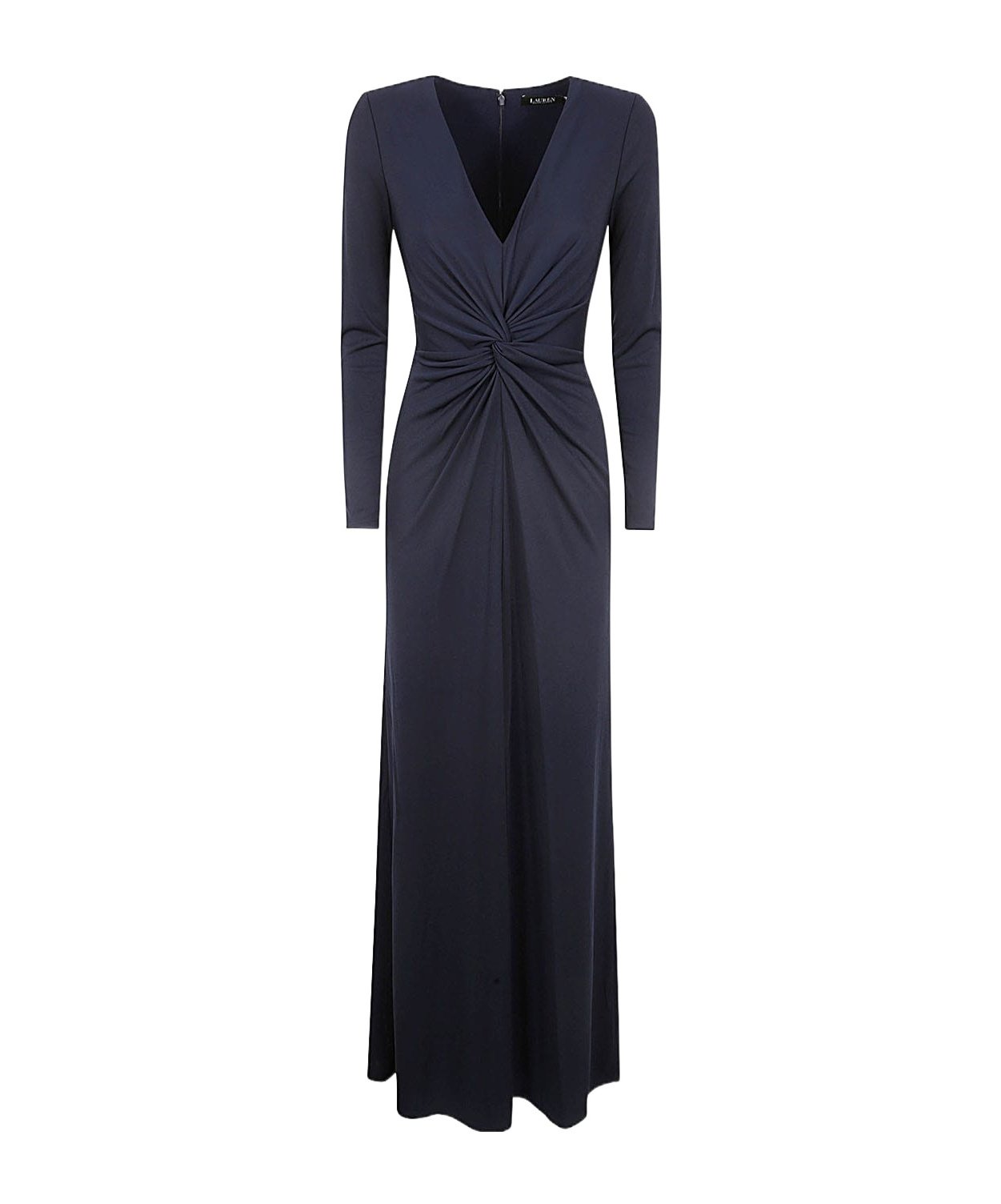 Ralph Lauren Twisted V-neck Gown In Gray