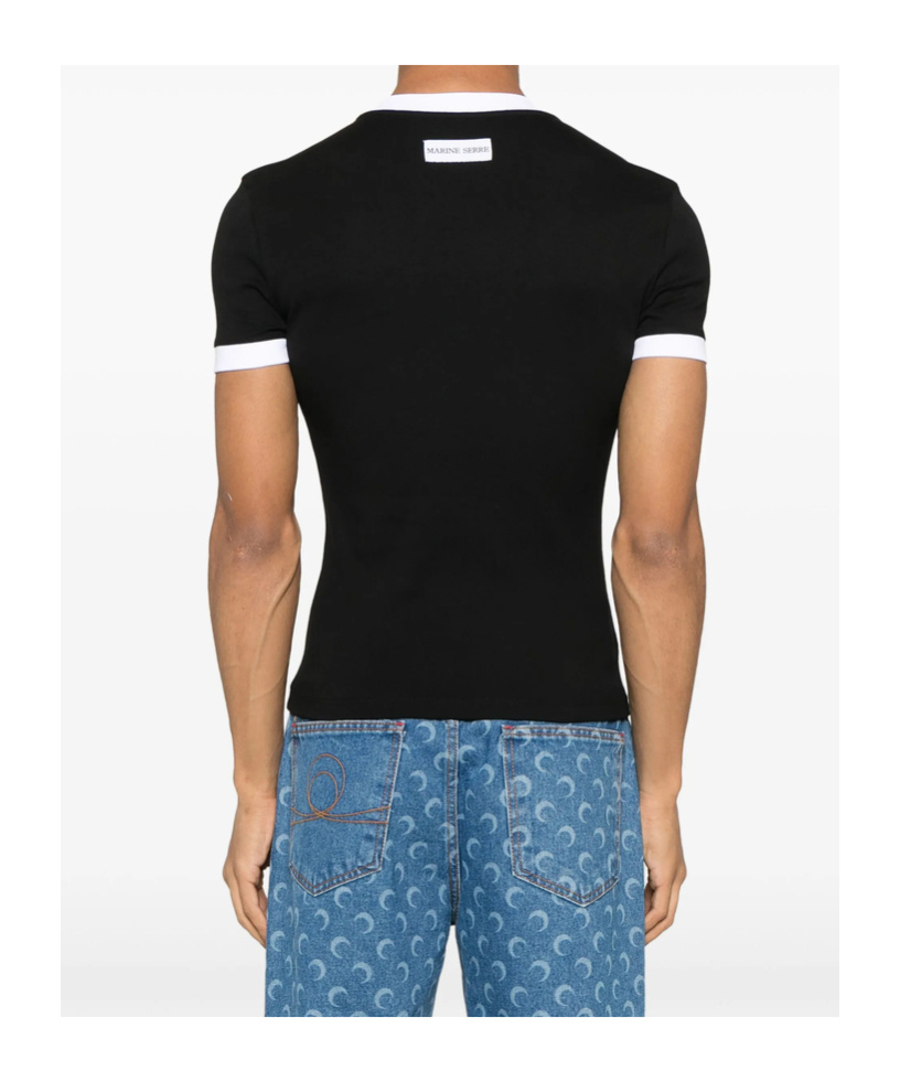 Marine Serre Crescent Moon-embroidered T-shirt In Black