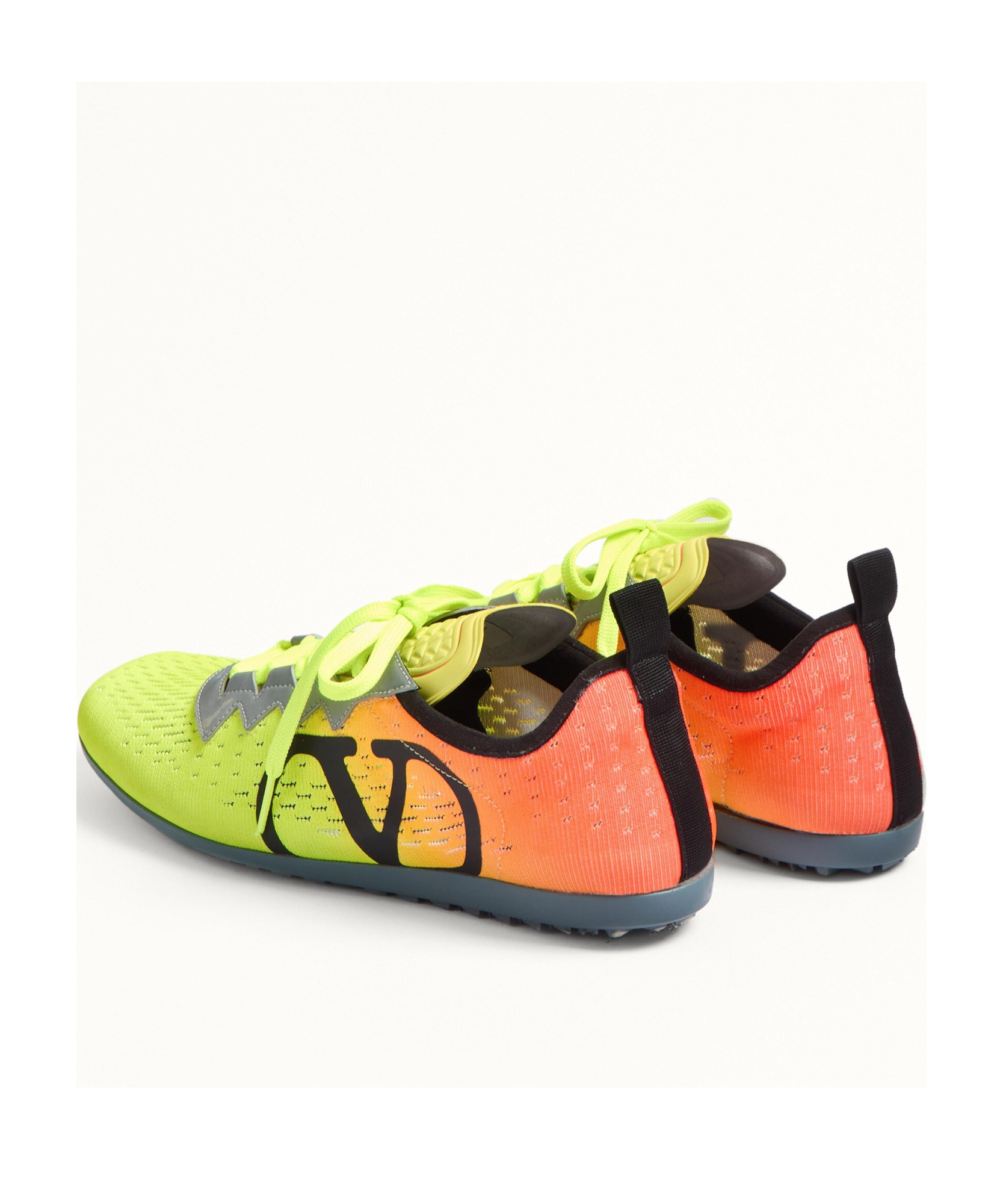 Valentino Lime Green And Fluorescent Orange Sporty Sneakers In Cotton And Pu Bold Design In Yellow