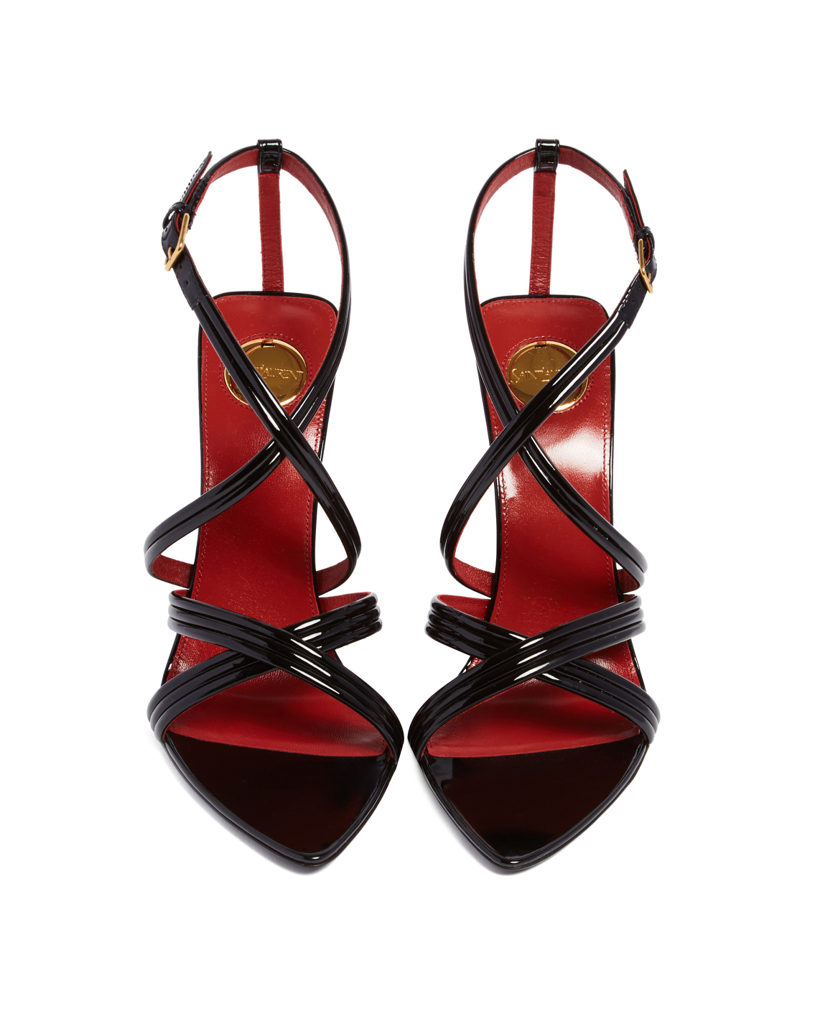 SAINT LAURENT OPEN TOE WEDGE SANDALS