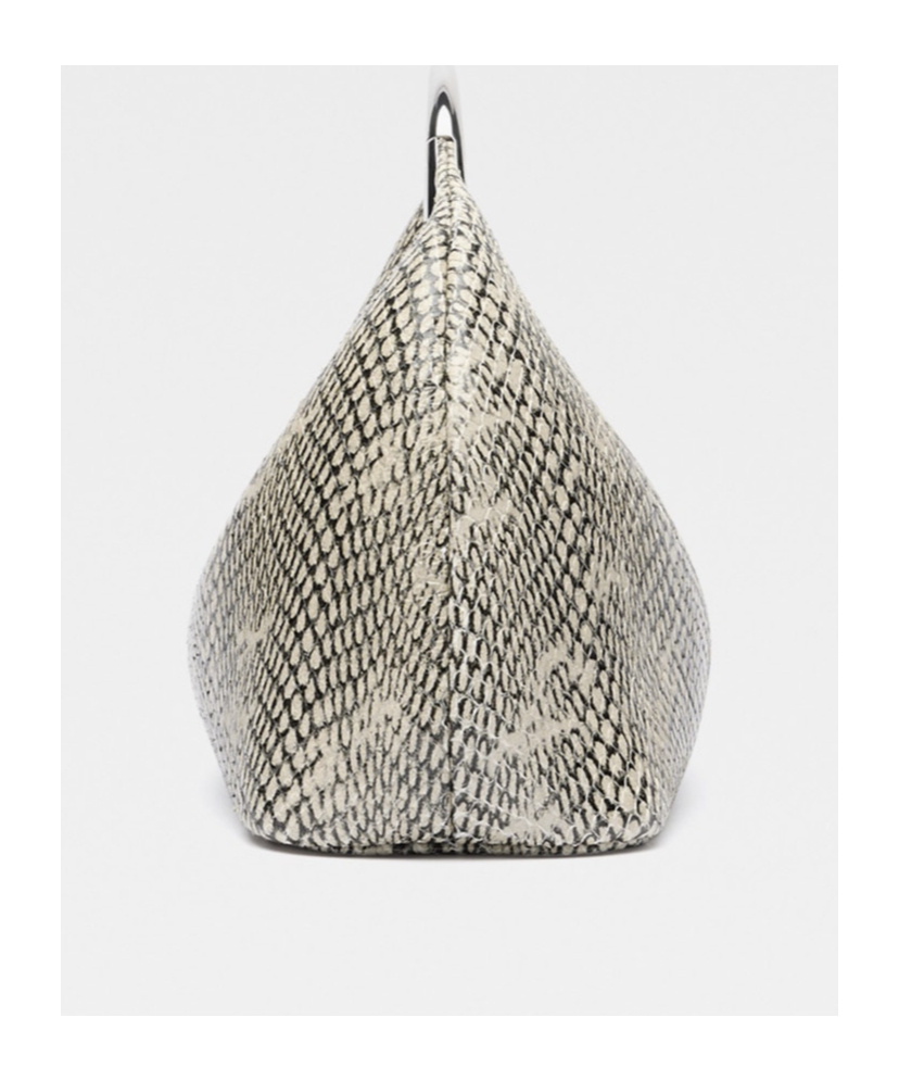 Jacquemus Small Calino Snake-embossed Leather Top Handle Bag In Nude