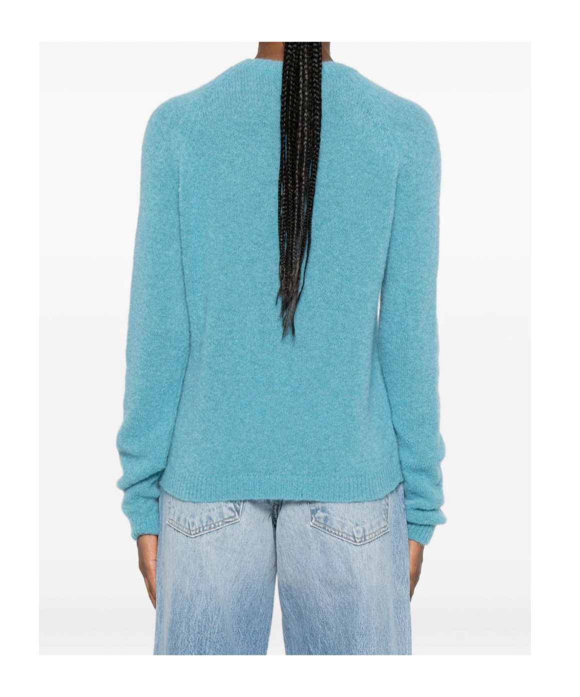 Baserange Ribbed Crew Neck Sweater In Blue