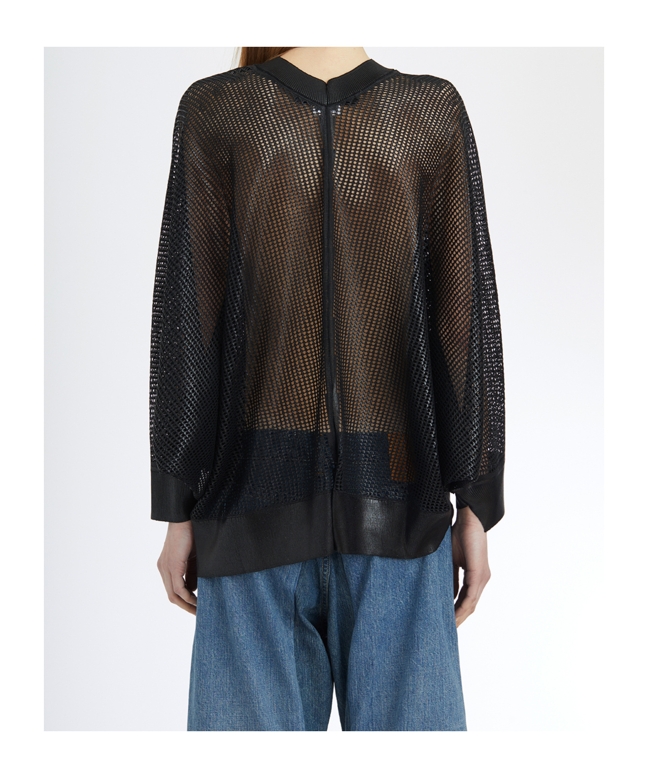 Junya Watanabe Oversized Mesh Sweater In Black