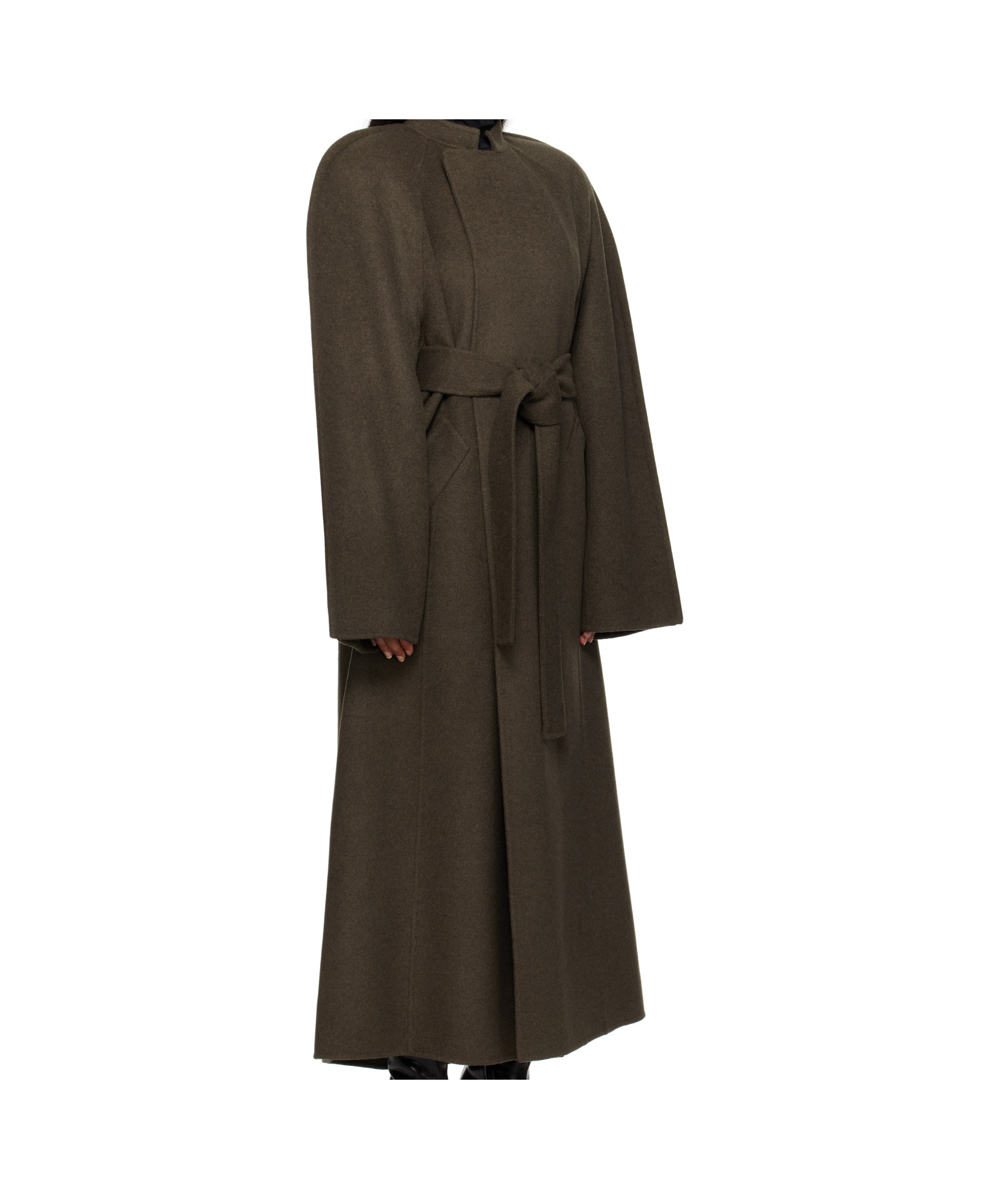 Khaite Rothen Belted Double Face Wool Coat In Black