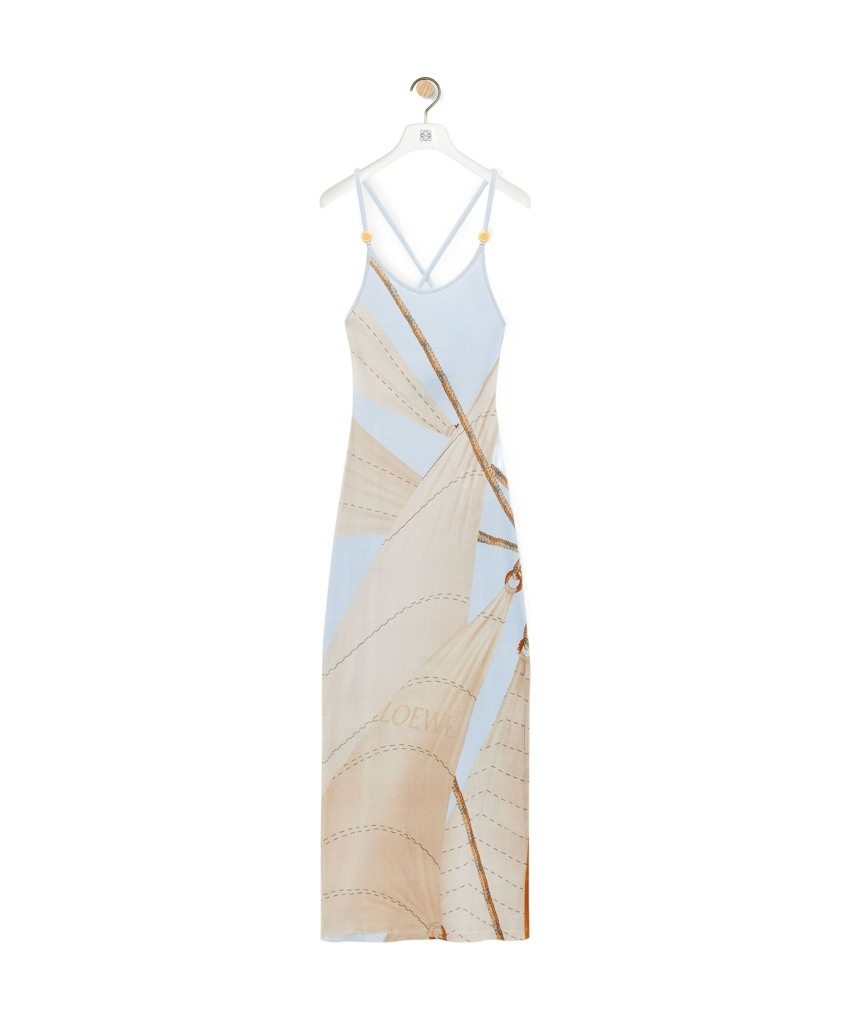 Loewe Strappy Dress In Cotton Blend In Blue/multicolor