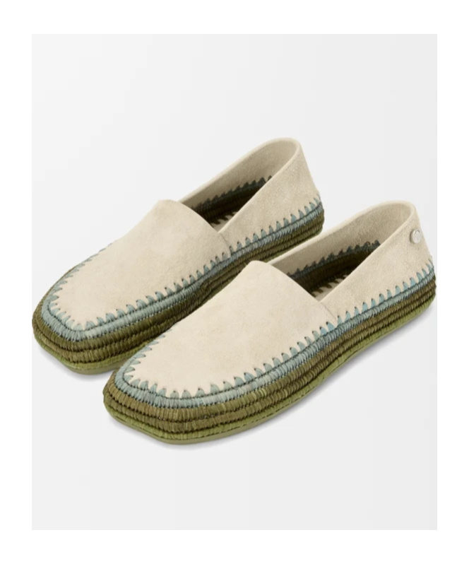 Loewe Rio Slipper In Suede And Raffia