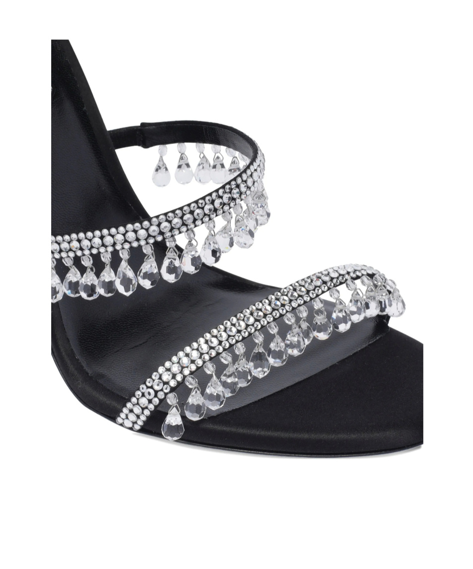 René Caovilla Chandelier 105 Rhinestone Embellished Sandals In Black