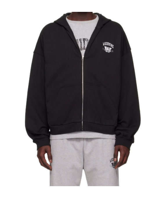 We11 Done Collegiate Zip-up Hoodie In Black