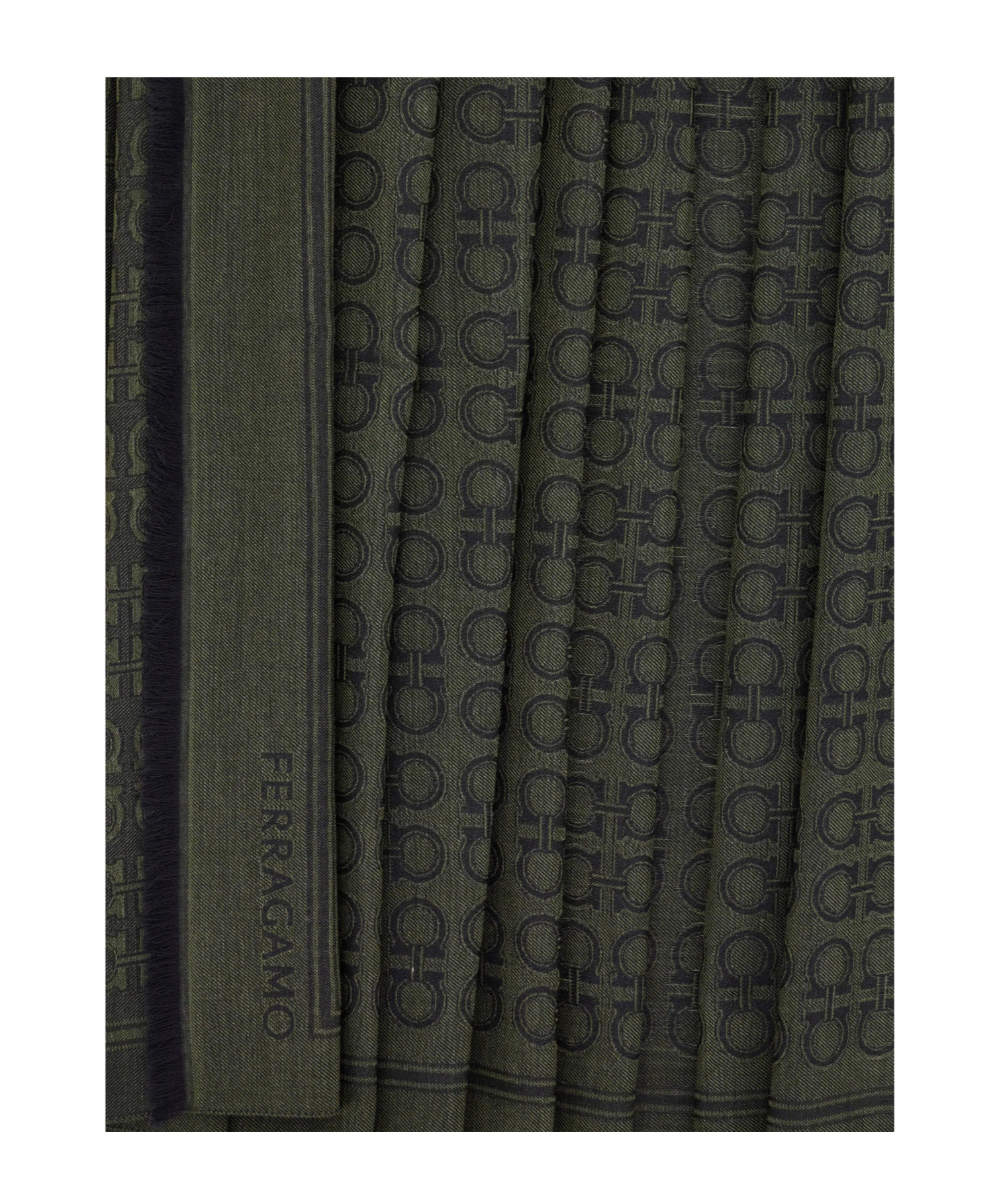 Ferragamo Gancini Fringed Scarf In Brown