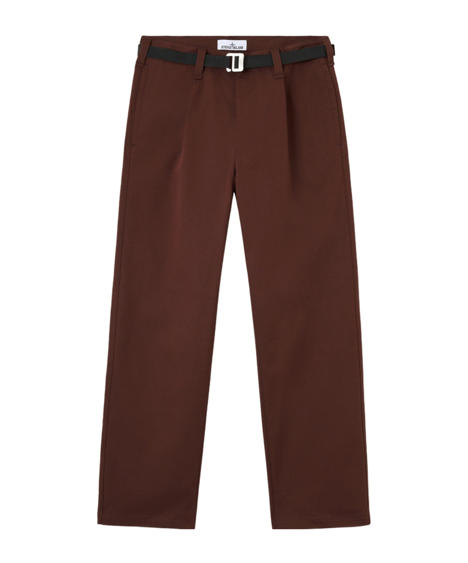 Stone Island Pleated-front Belted Trousers In Brown