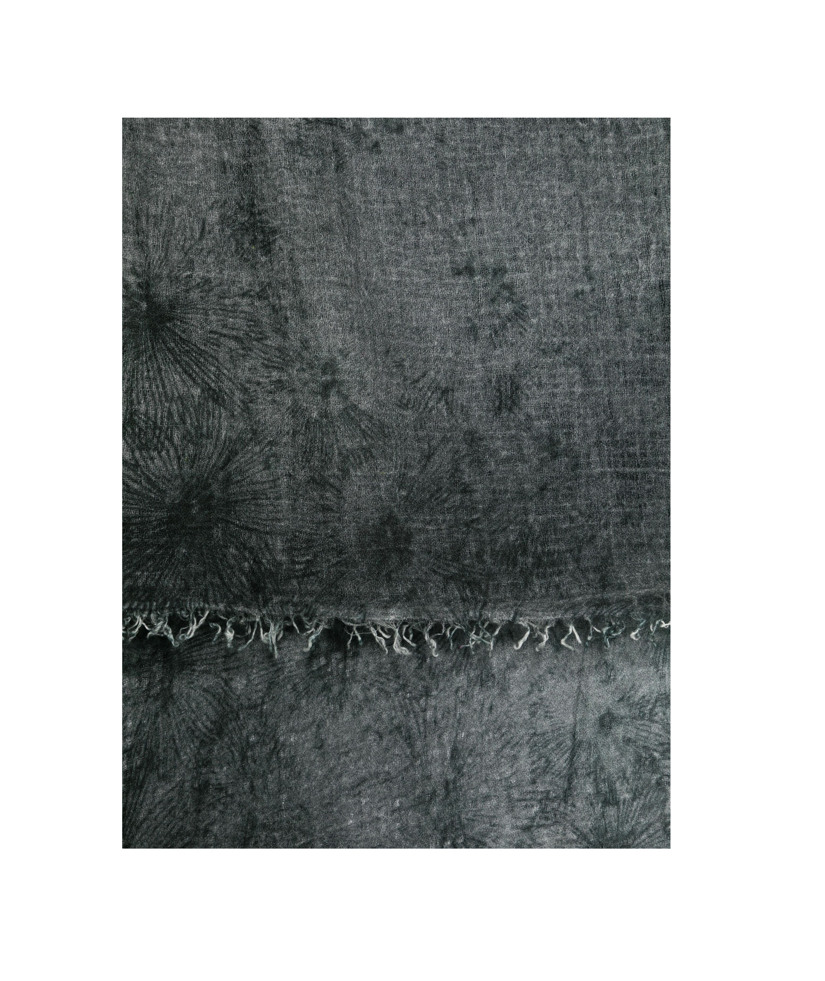 Avant Toi Daisy Print Scarf With Fringes 140x140 In Black