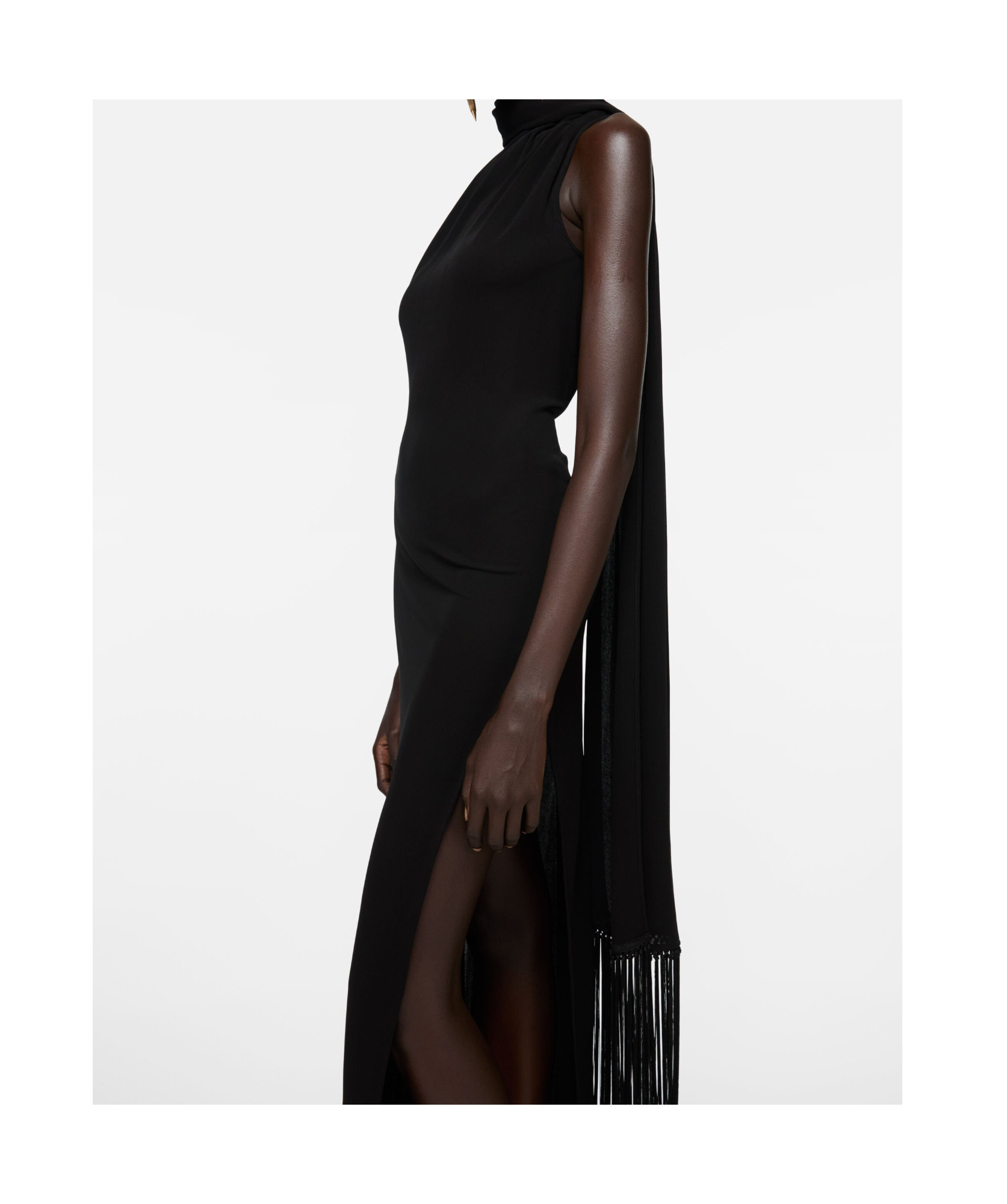 Acne Studios Draped Fringe Dress In Black