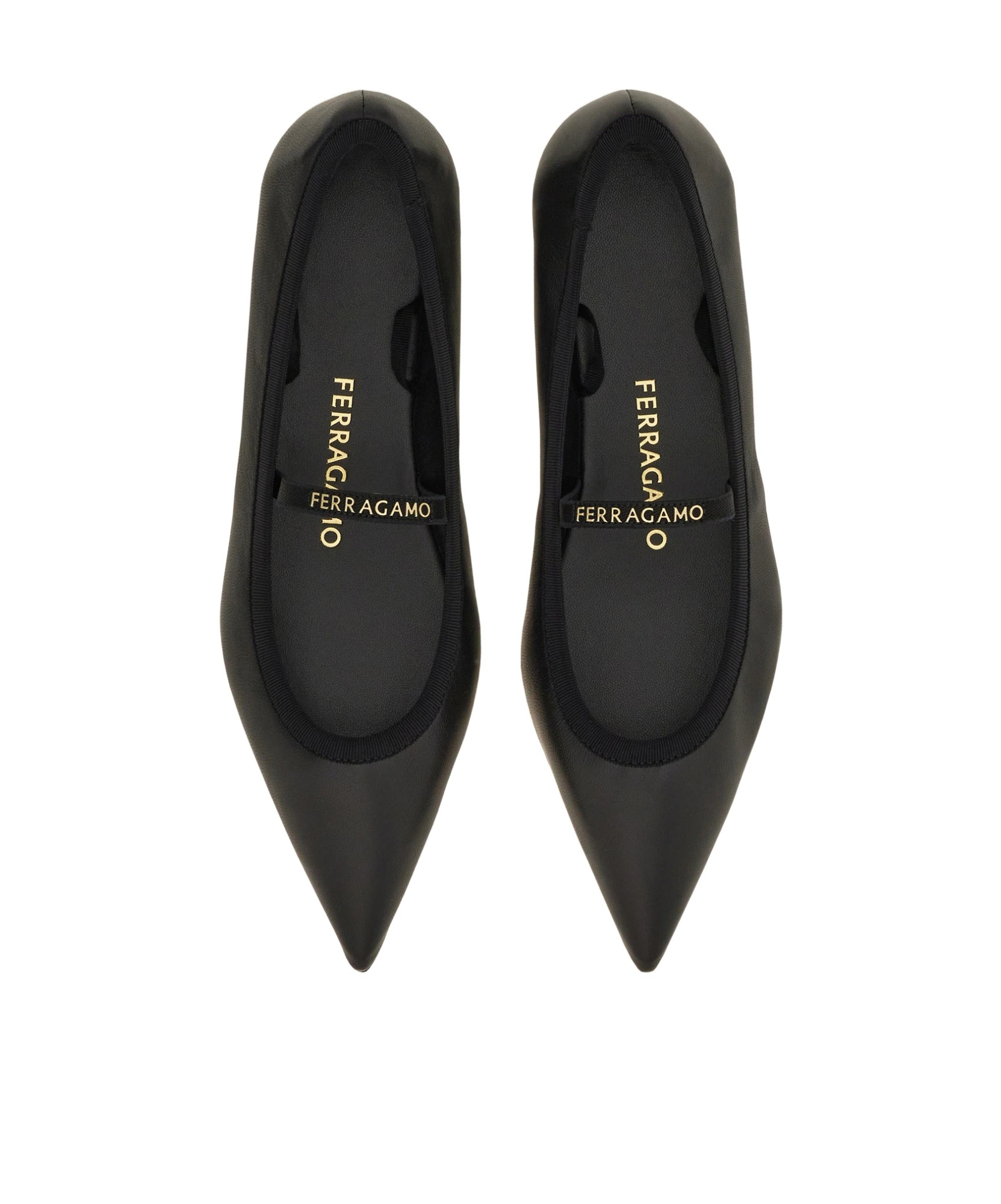 Ferragamo Carice Satin Ribbon Tapered Ballerinas In Black In Black