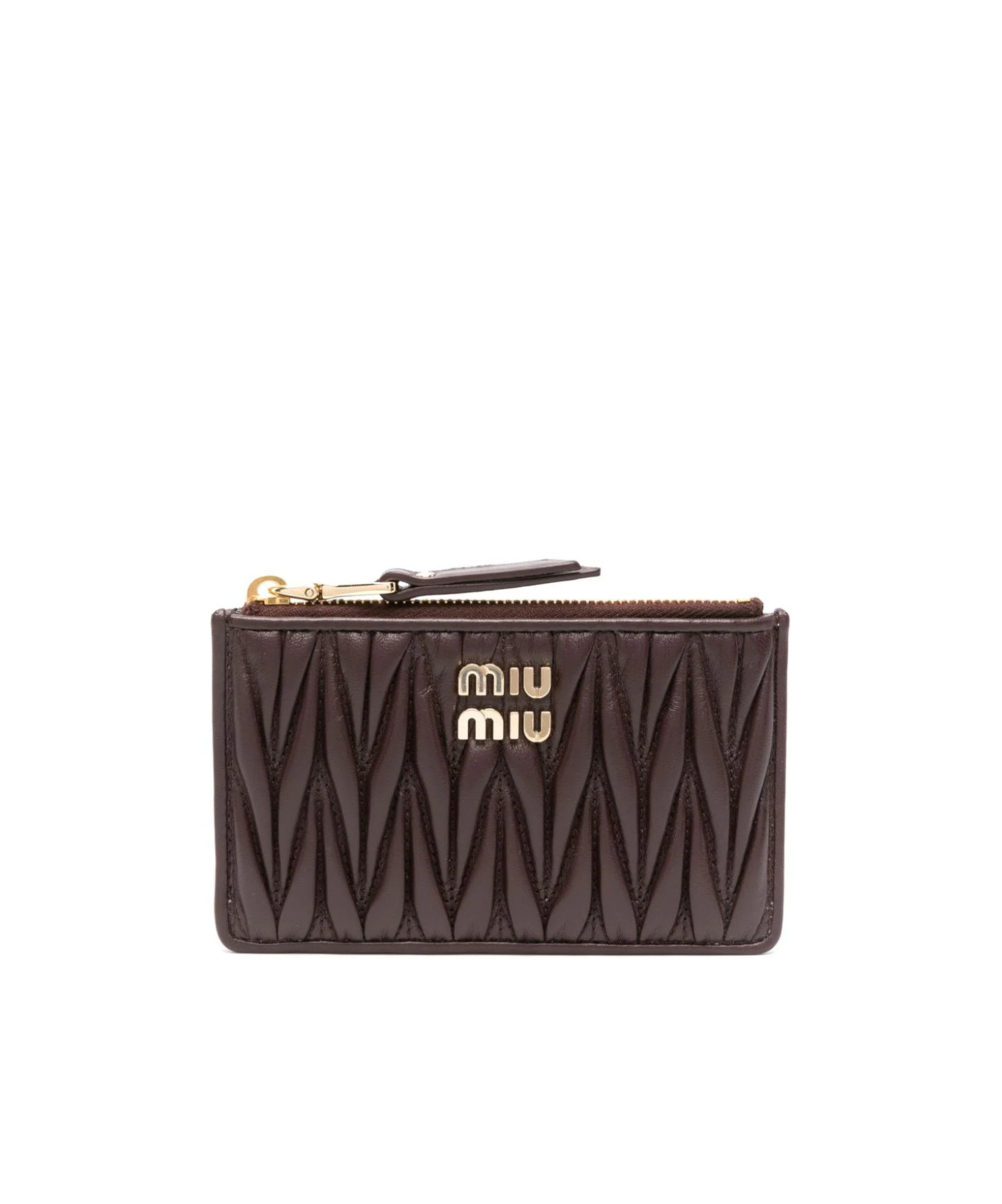 Miu Miu Logo Card Holder In Brown