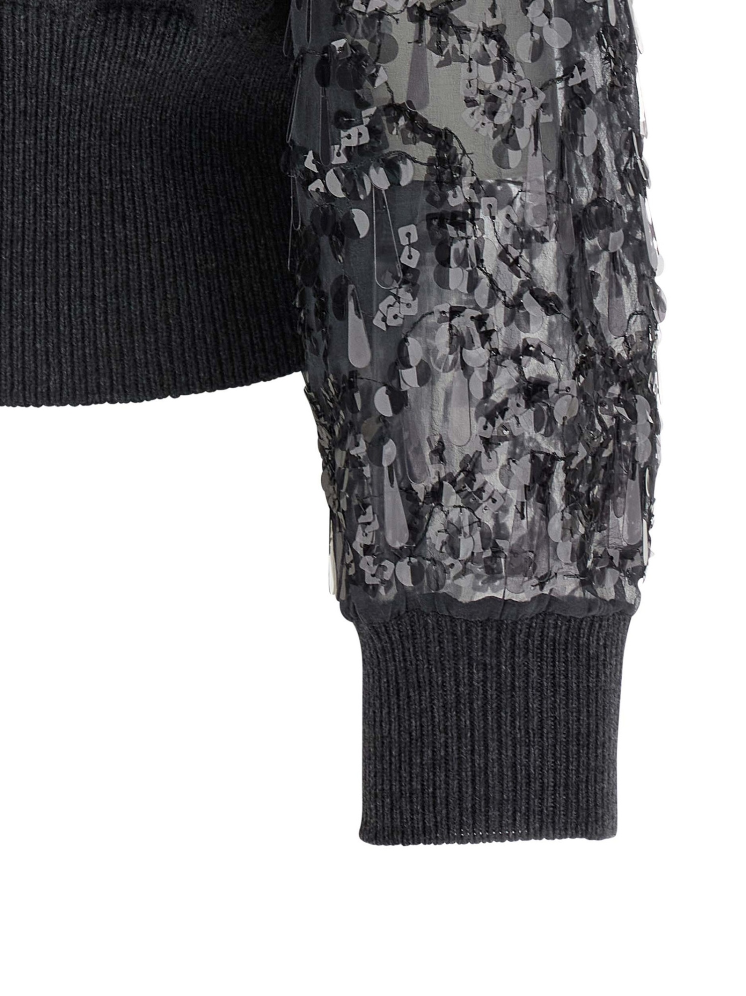 Brunello Cucinelli Sequin Sleeve Cardigan Sweaters And Cardigans Gray In Multi