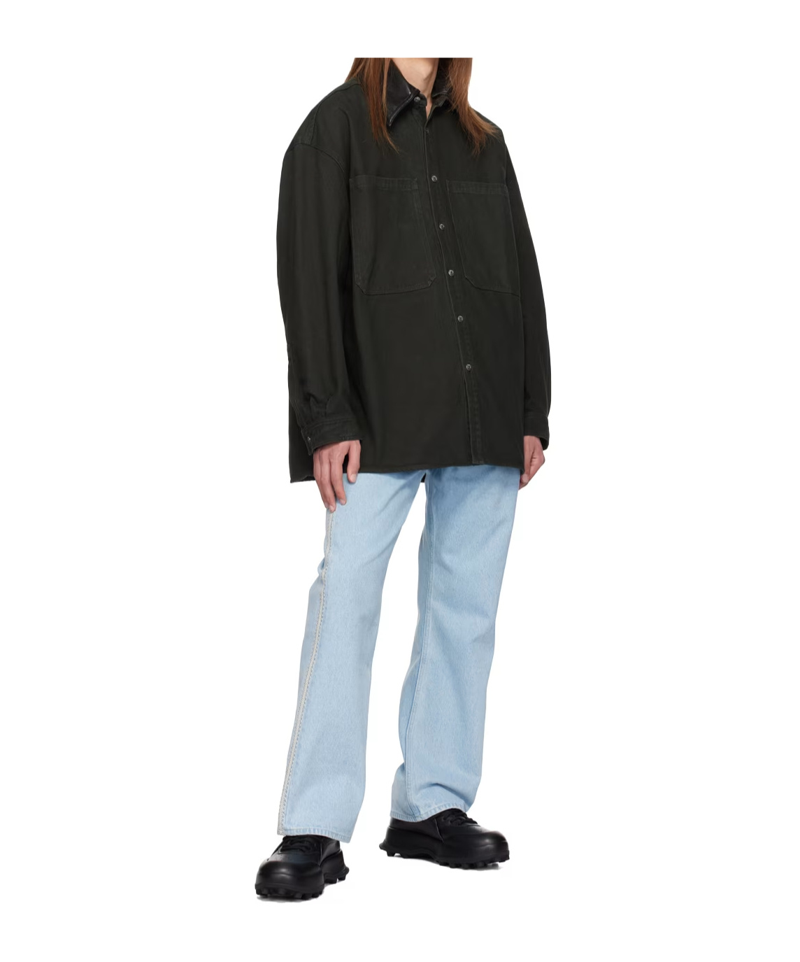 Nanushka Detachable-collar Denim Jacket In Black