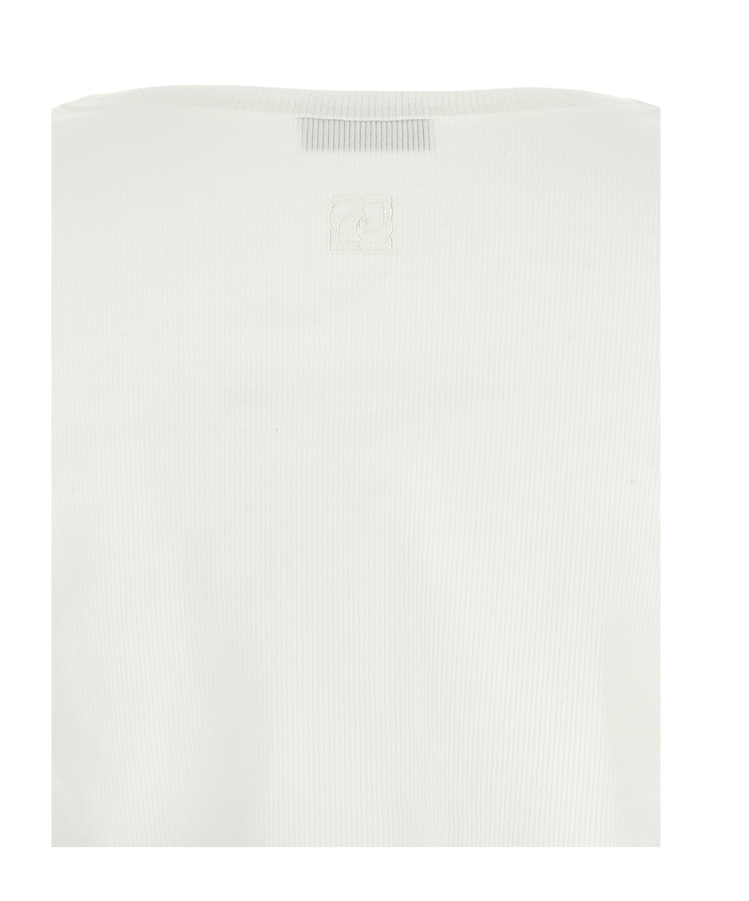 Magda Butrym Lace Trim Ribbed Texture Scoop Neck Top In White