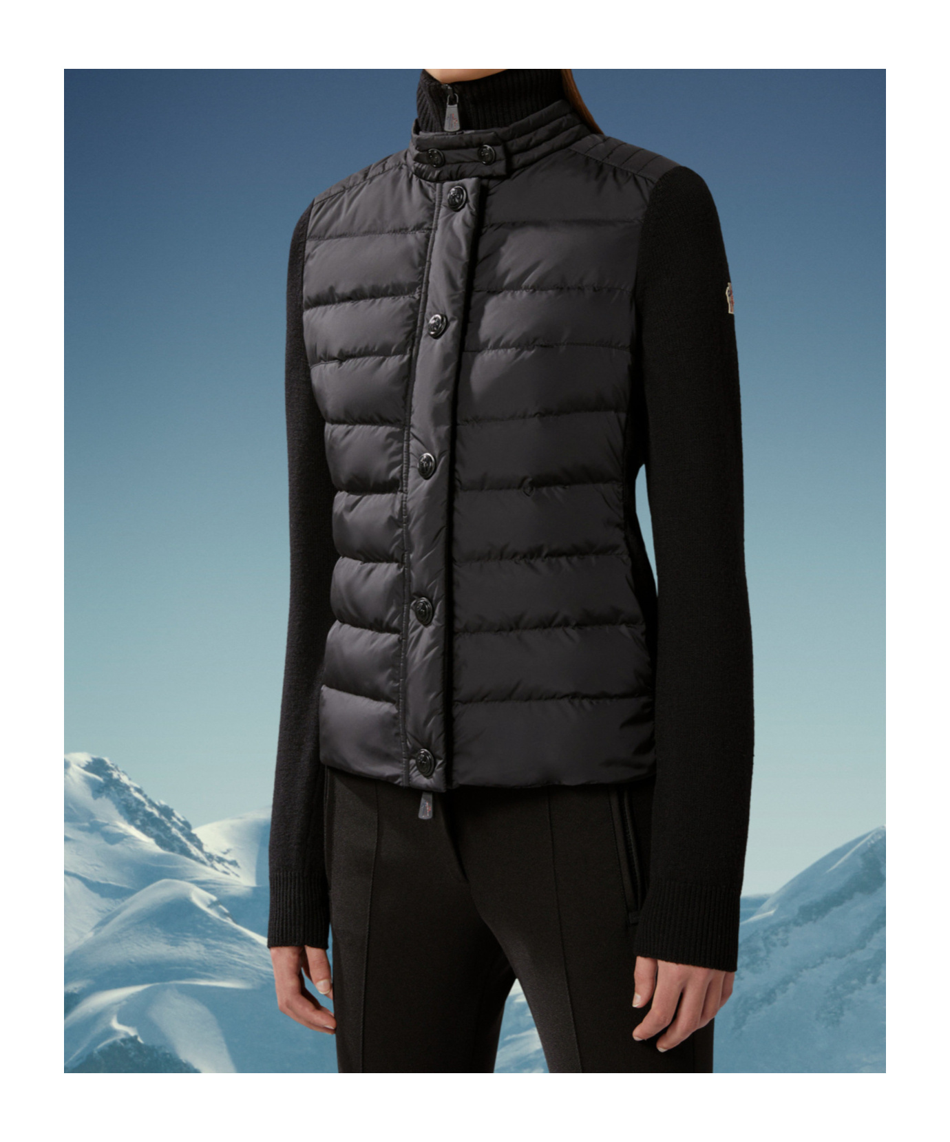 Moncler Logo-patch Padded-panel Jacket In Black