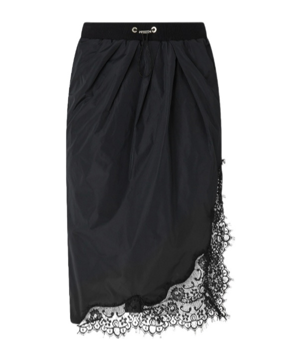 Pinko Calf-length Skirt With Lace Insert In Black