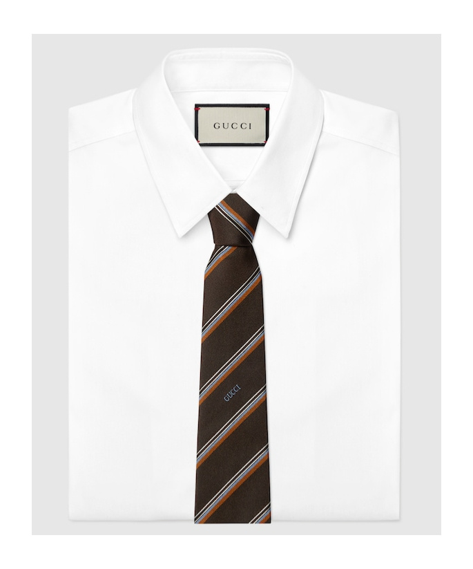 Gucci Stripe-pattern Tie In Multi