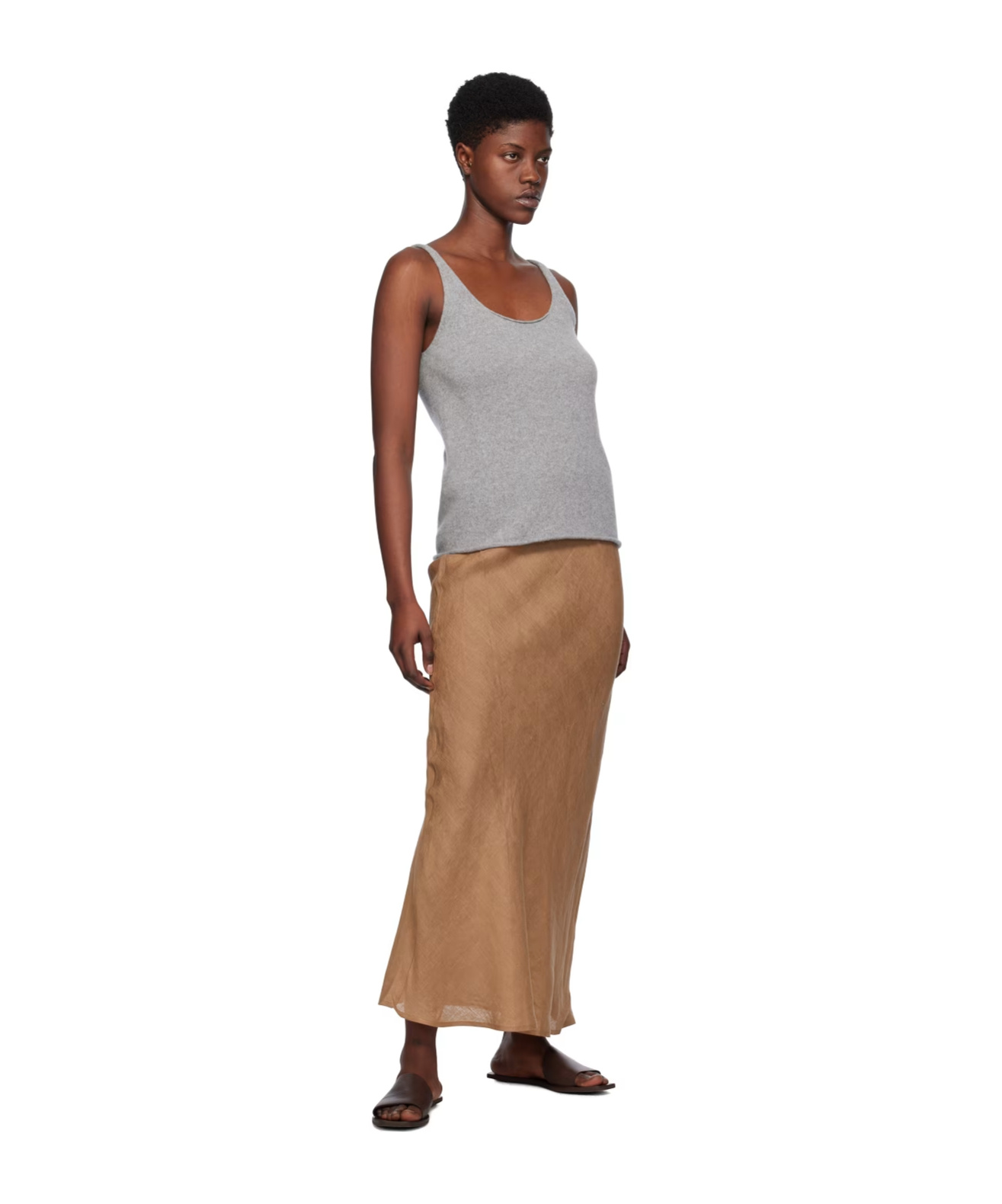 Baserange Curled Design Vest In Brown