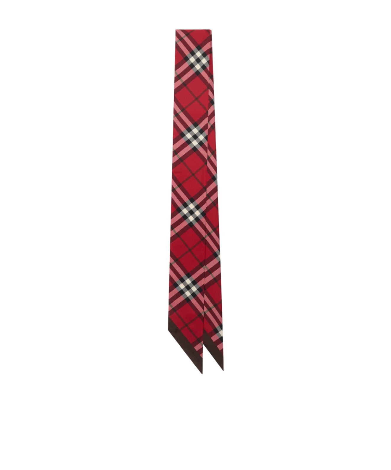 Burberry Check Skinny Silk Twill Scarf In Pillar/oxblood