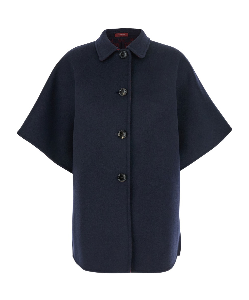 Gucci Reversible Blue Coat With Gg Pattern Women In Black