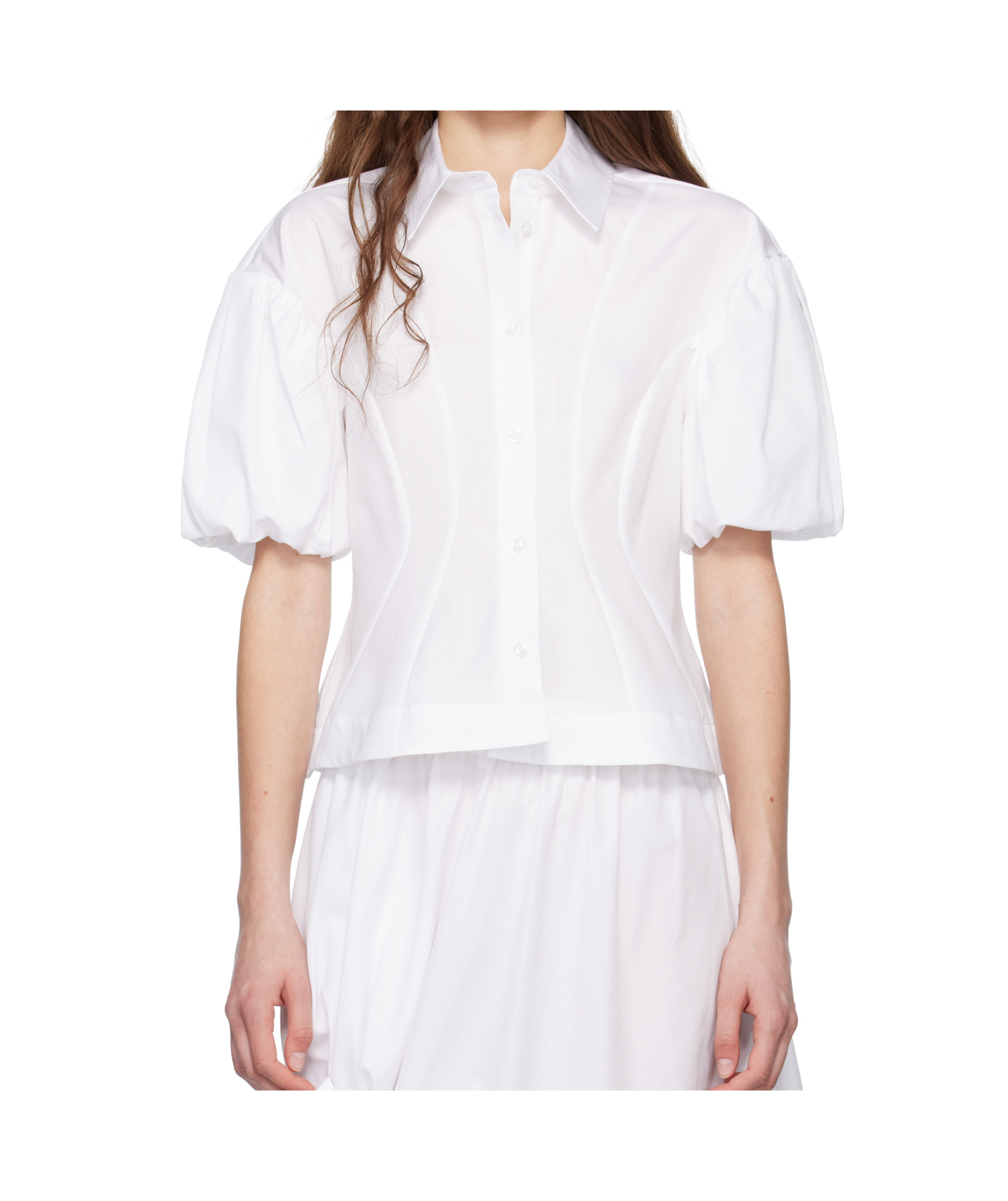 Simone Rocha White Cropped Puff Sleeve Shirt In White
