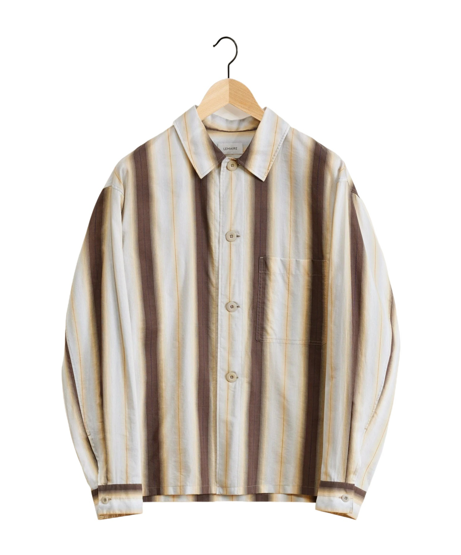 Lemaire Striped Long-sleeved Shirt In Nude
