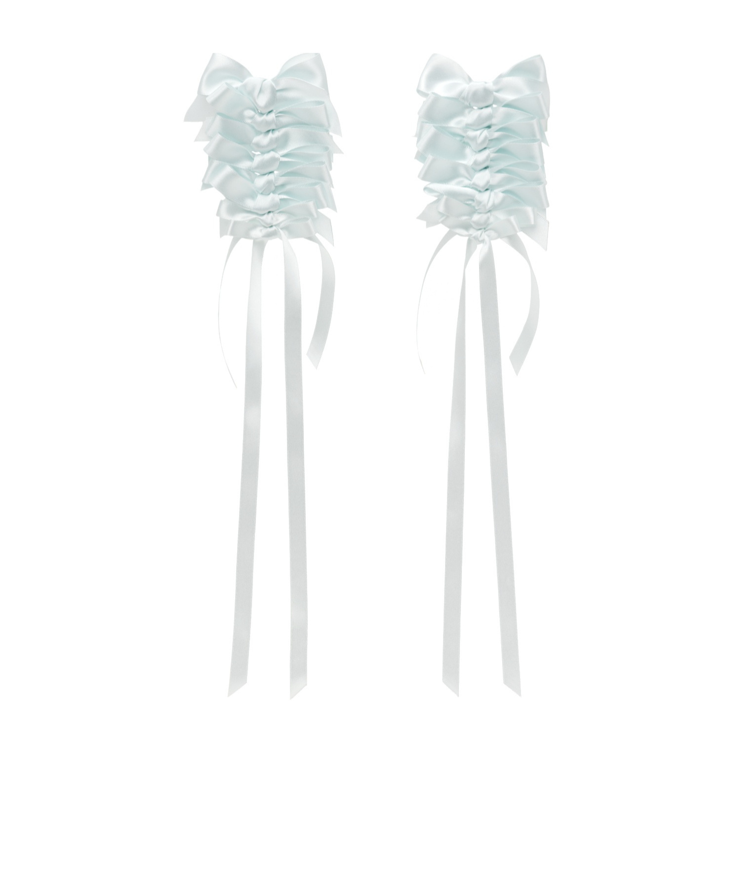 Simone Rocha Blue Long Rosette Bow Earrings In White