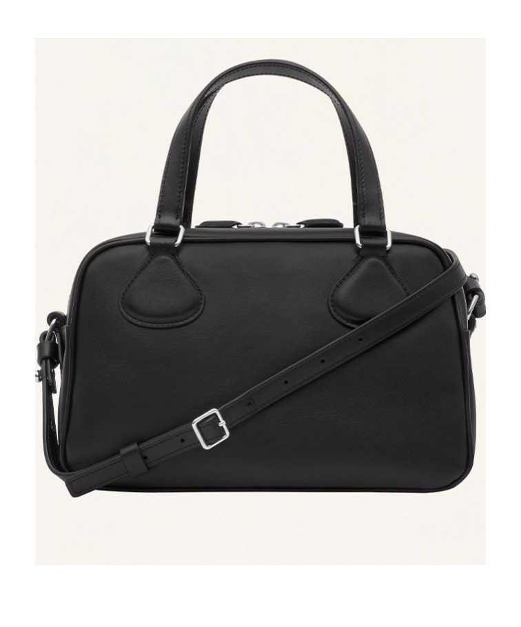 Courrèges Rectangular Black Cowhide Leather Shoulder Bag With Contrasting Logo In Black