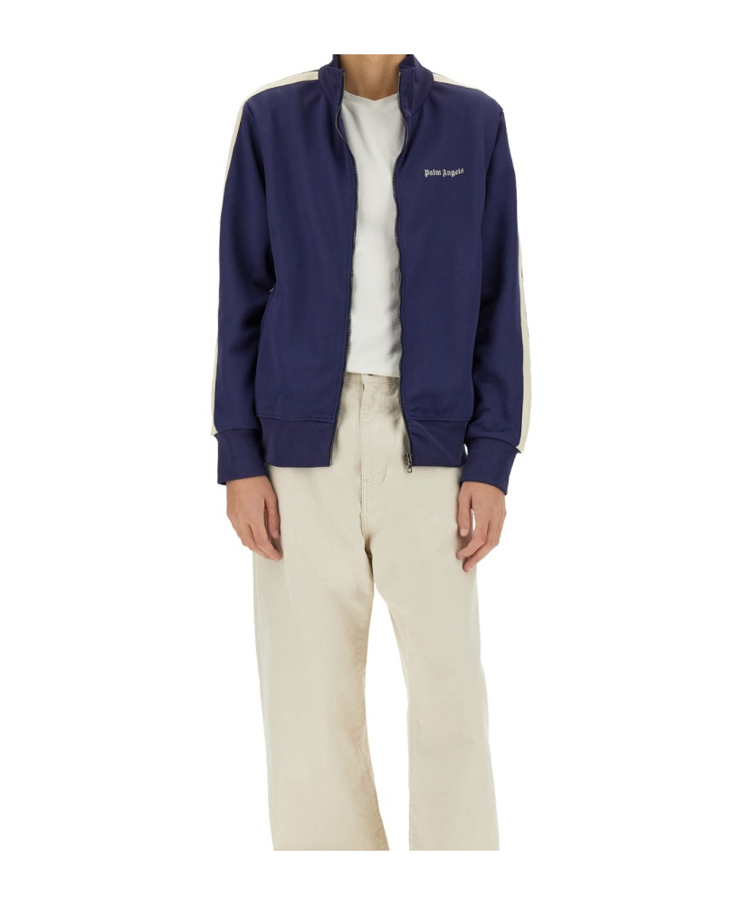Palm Angels Track Jacket With Zipper In Blue