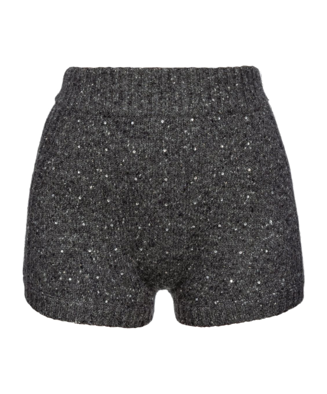 Shop Pinko Sequin-embellished Knitted Shorts In Black