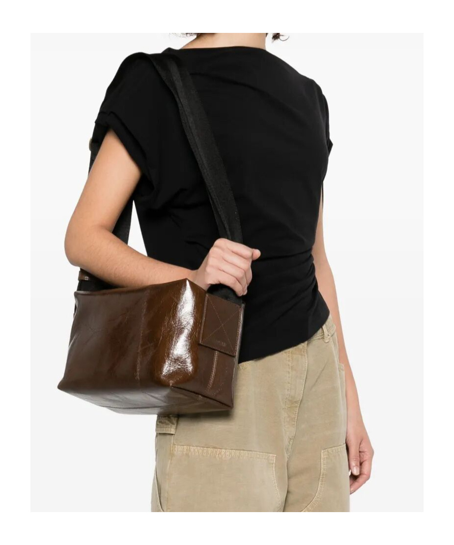 Uma Wang Medium Leather Shoulder Bag In Black