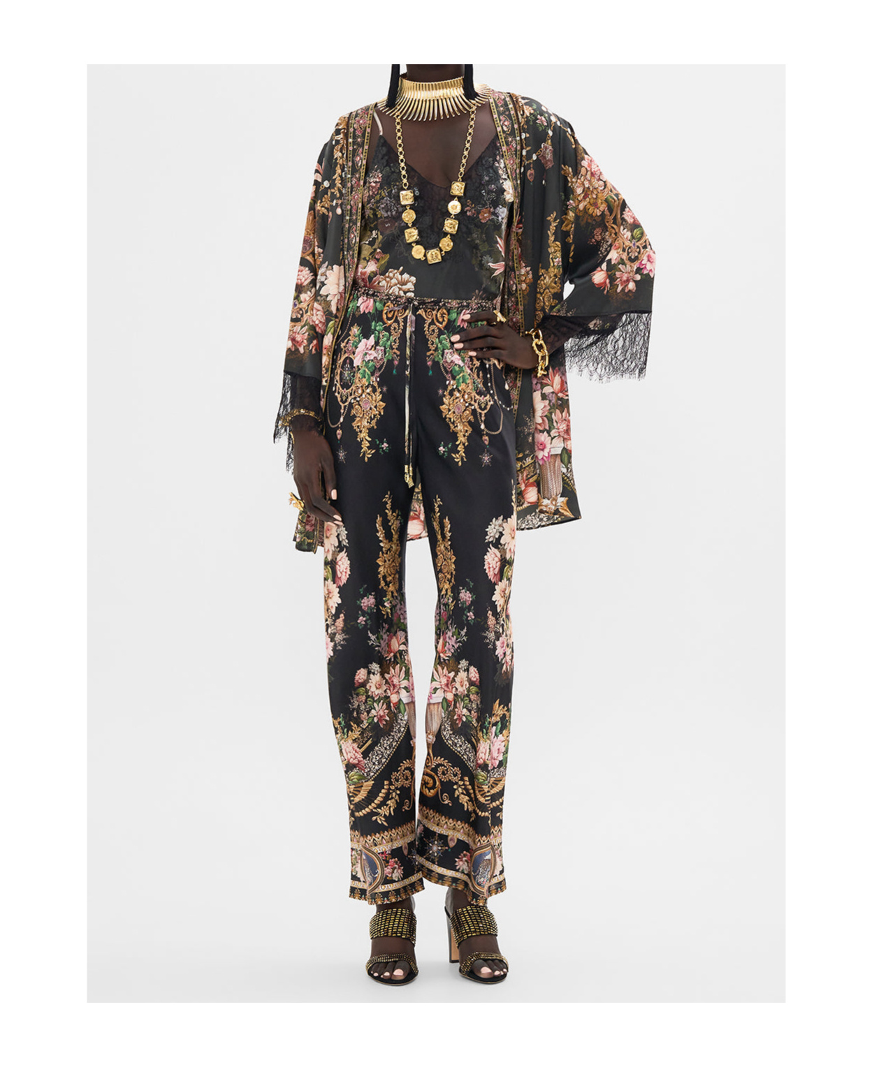 Camilla Bias-cut Silk Wide-leg Drawstring Pants In Black
