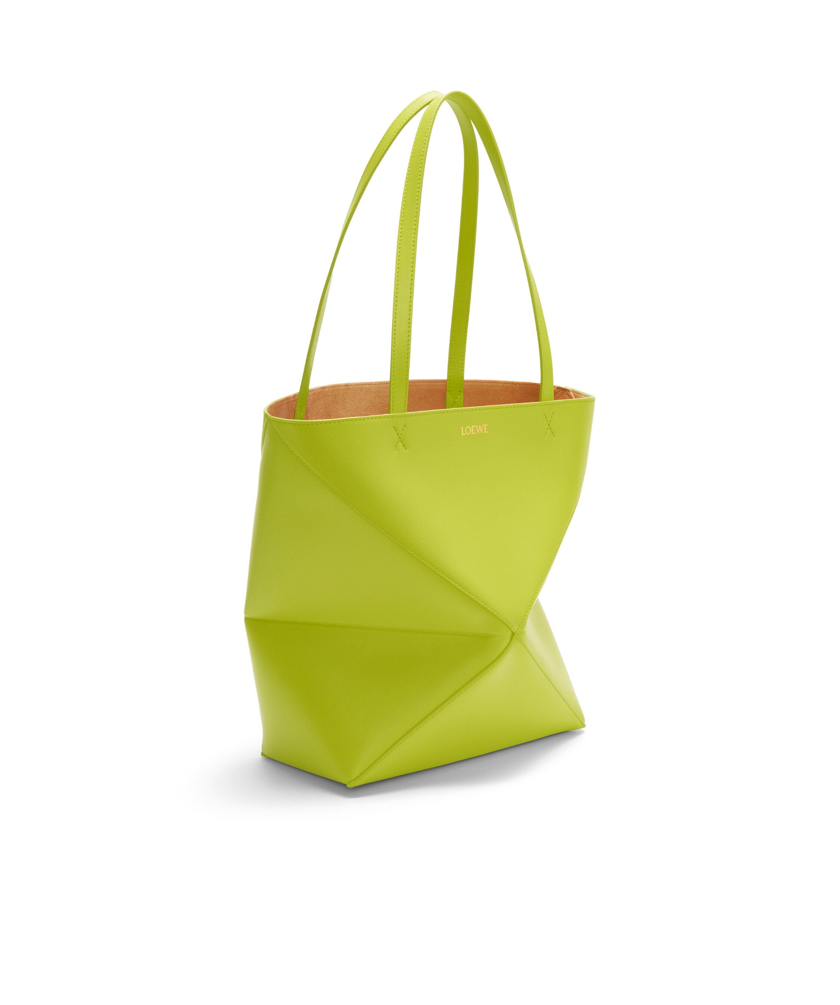 Loewe Medium Leather Puzzle Fold Tote Bag In Green
