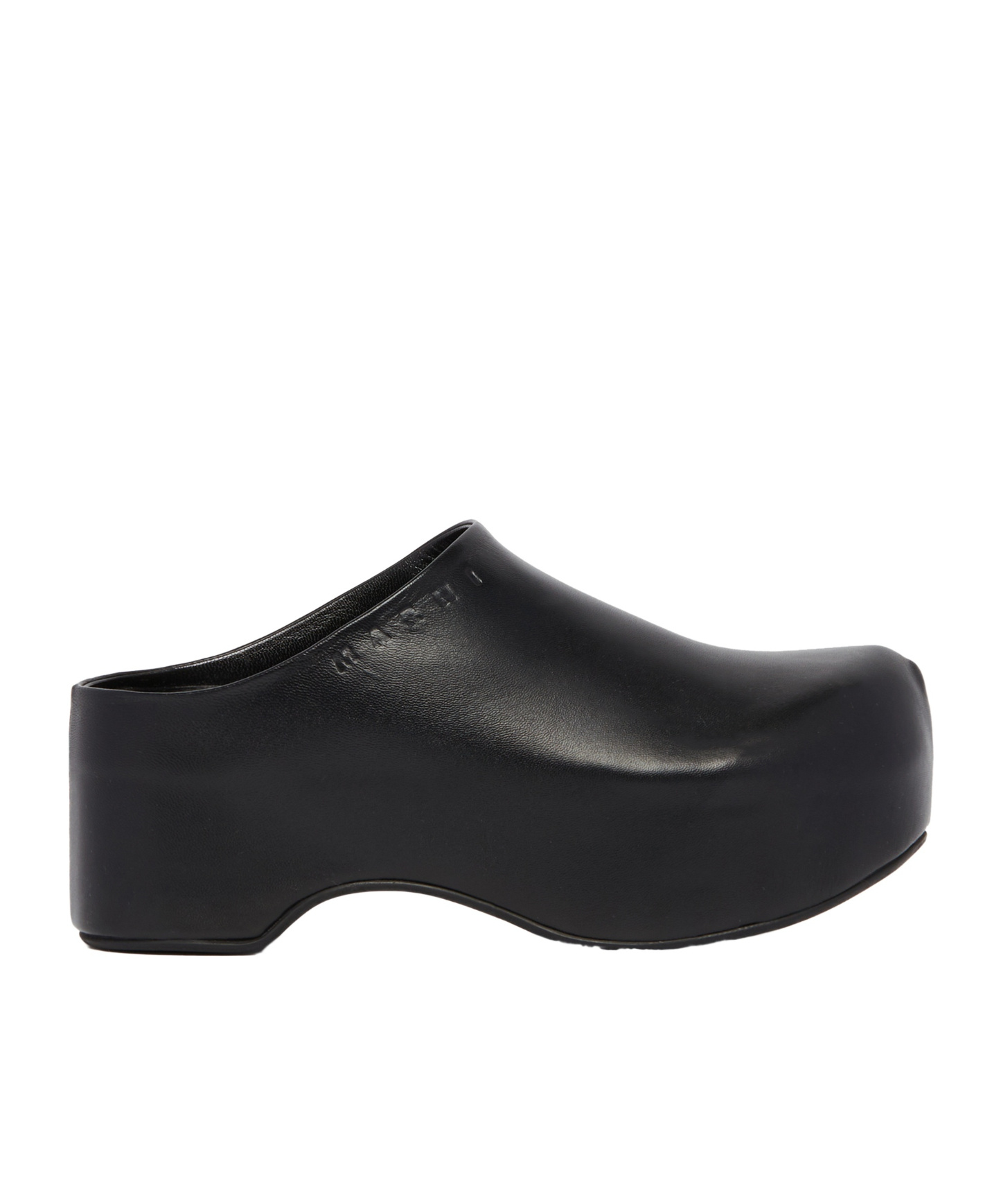 MARNI BLACK LEATHER CHUNKY CLOG SABOT