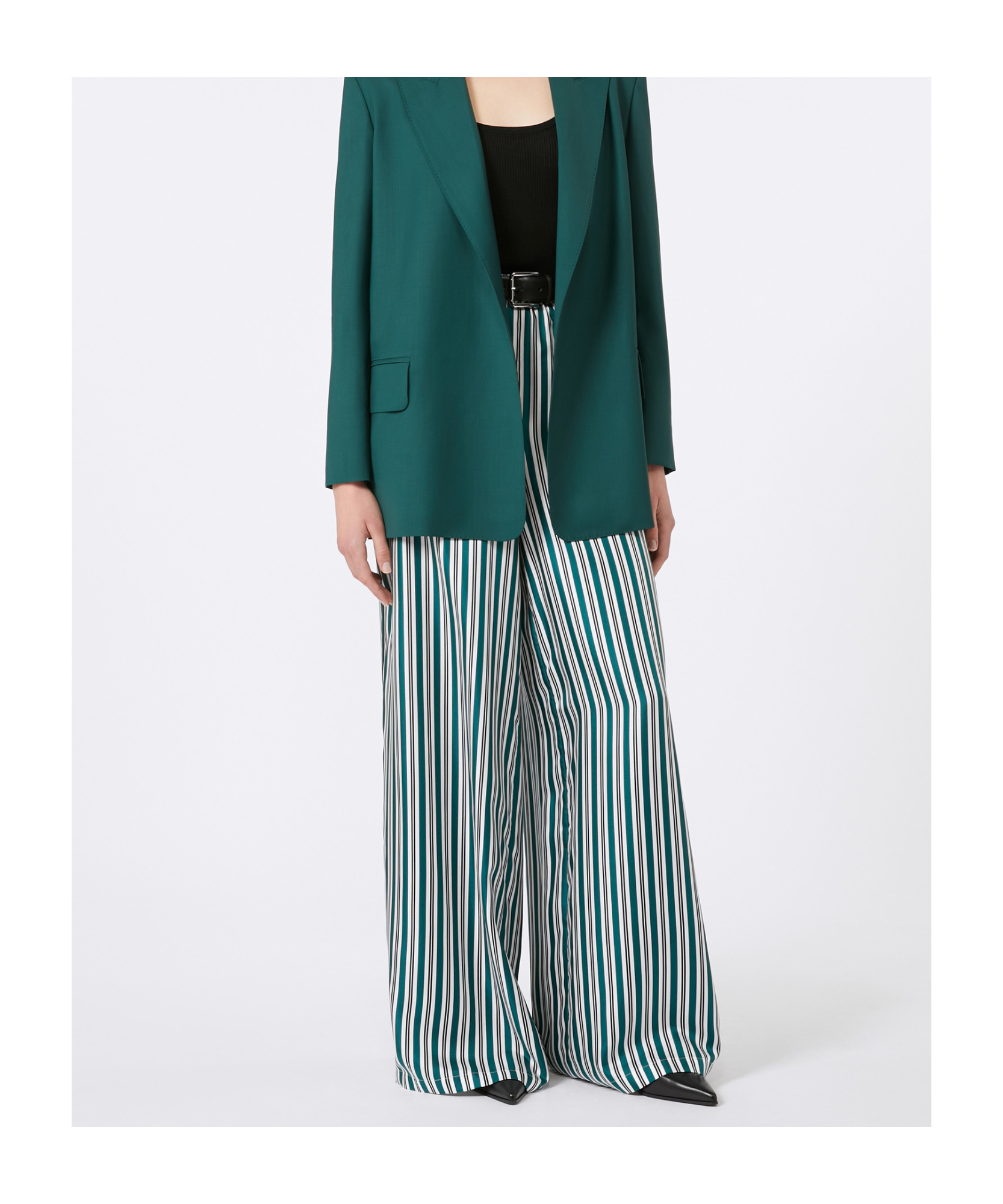Max Mara Ladino Striped Wide-leg Silk Twill Pants