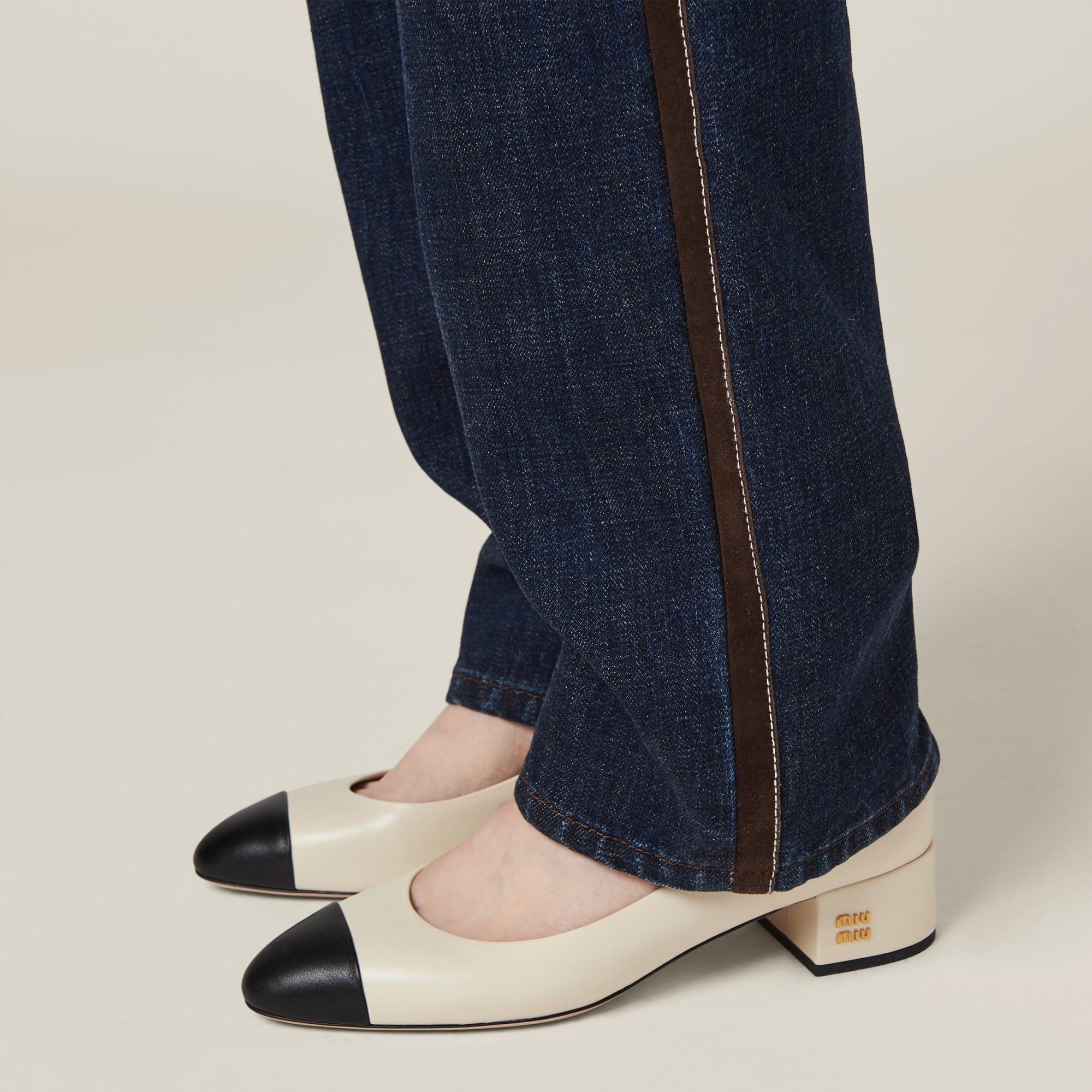 Miu Miu Bicolor Mary Jane Slingback Pumps In Nude