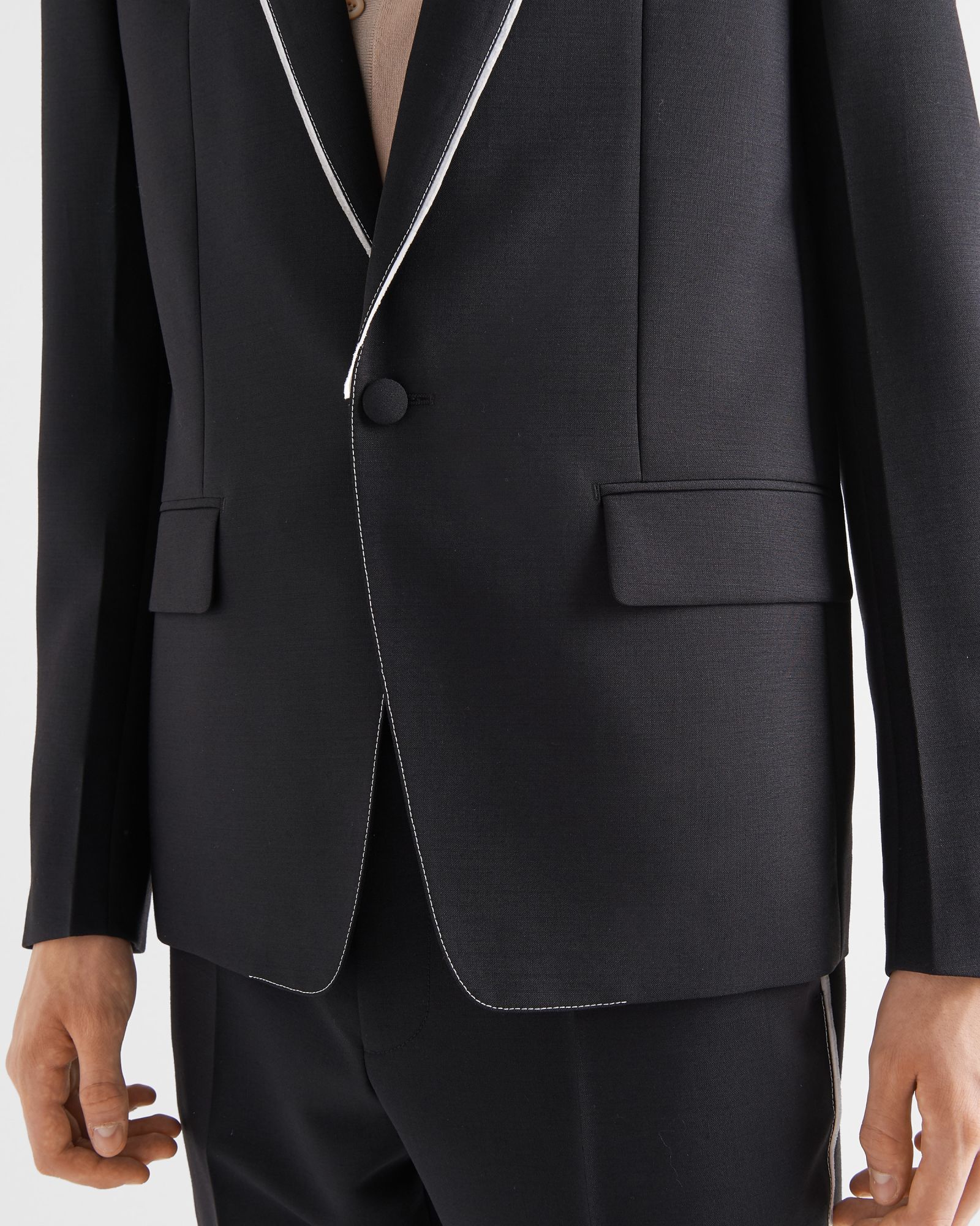 PRADA PRADA CONTRASTED TRIM SINGLE BREASTED JACKET