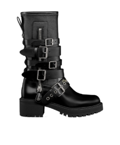 Dior D-fight Zipper Short Boots In Black