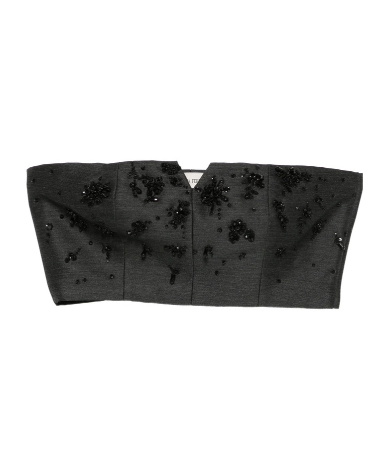 Alberta Ferretti Bead-embellished Bustier Top In Black