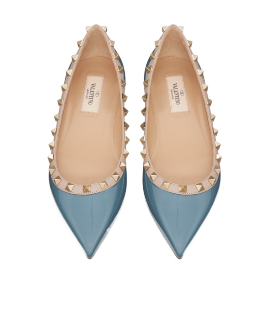 Valentino Rockstud Riveted Ballet Flats In Multicolor