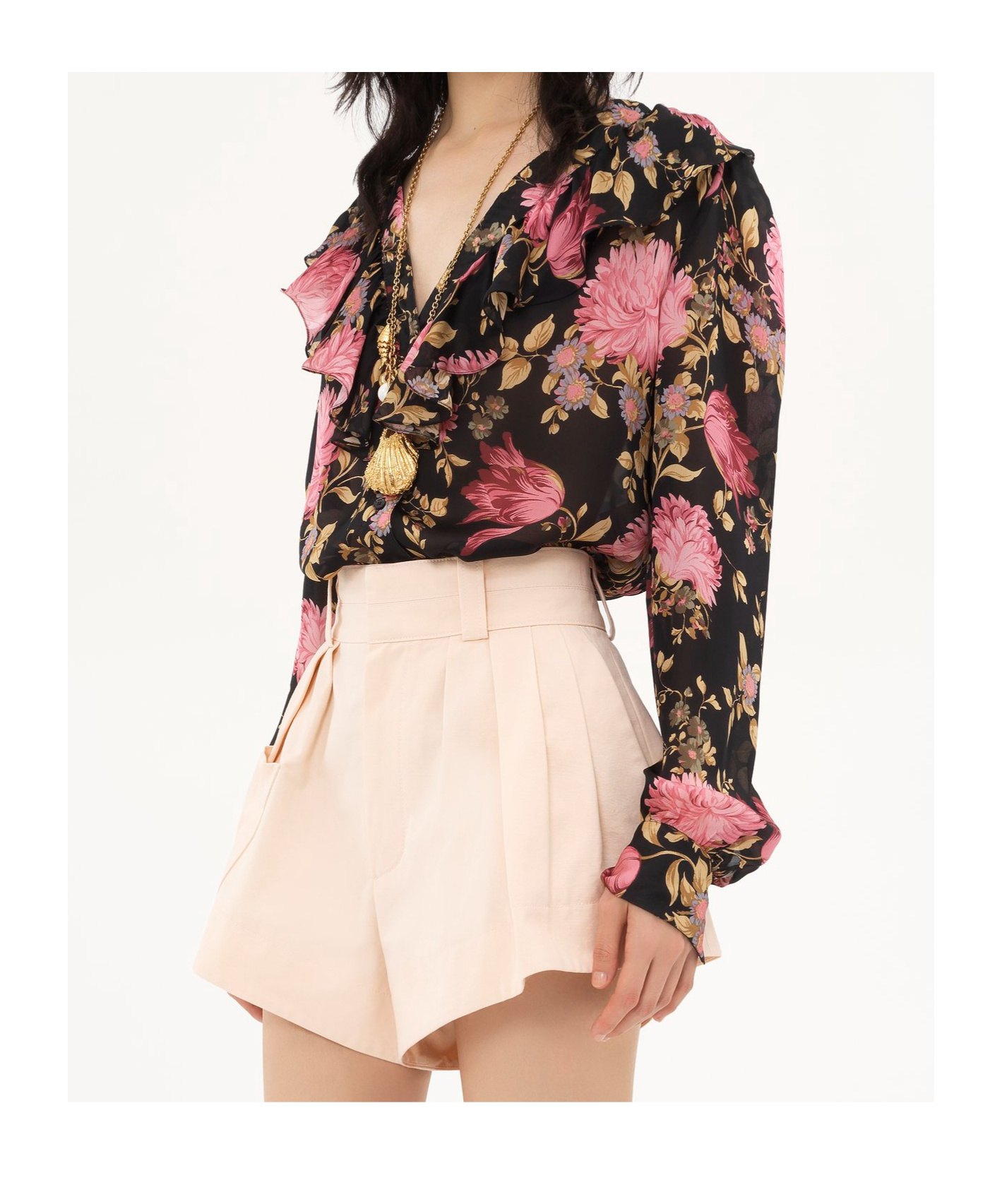 Shop Chloé Ruffled Blouse In Black